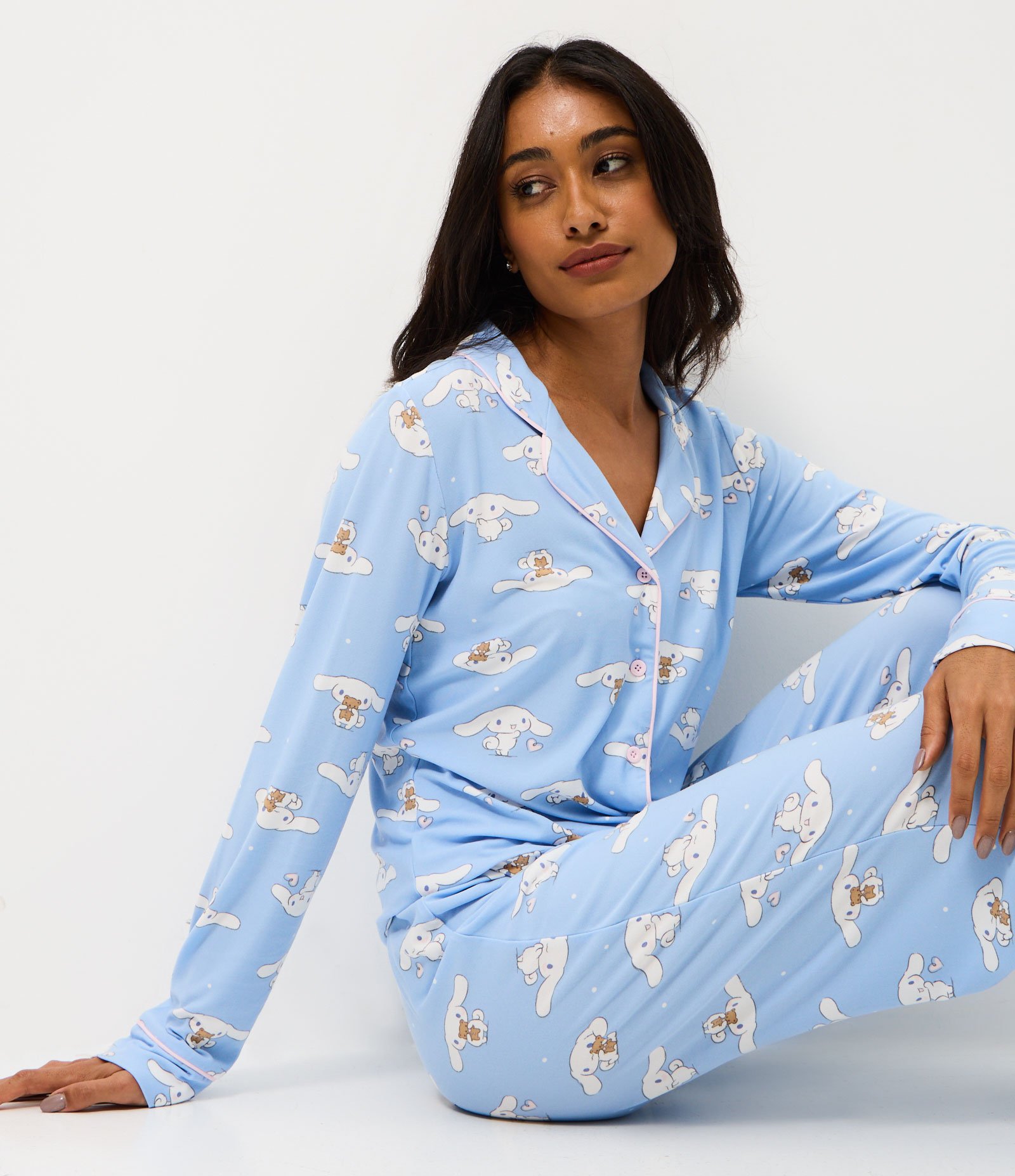 Pijama Longo Americano Cinnamoroll Estampado Azul 2