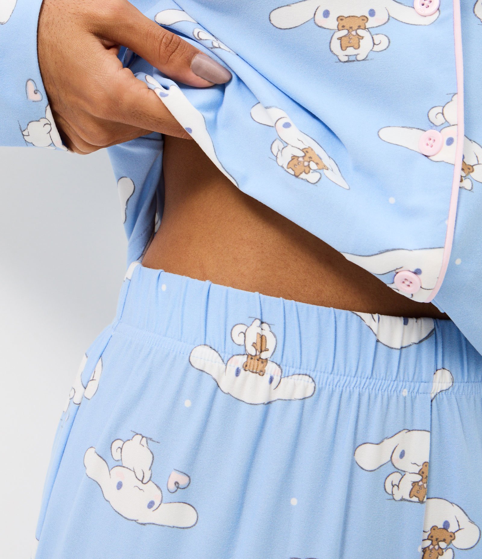 Pijama Longo Americano Cinnamoroll Estampado Azul 4