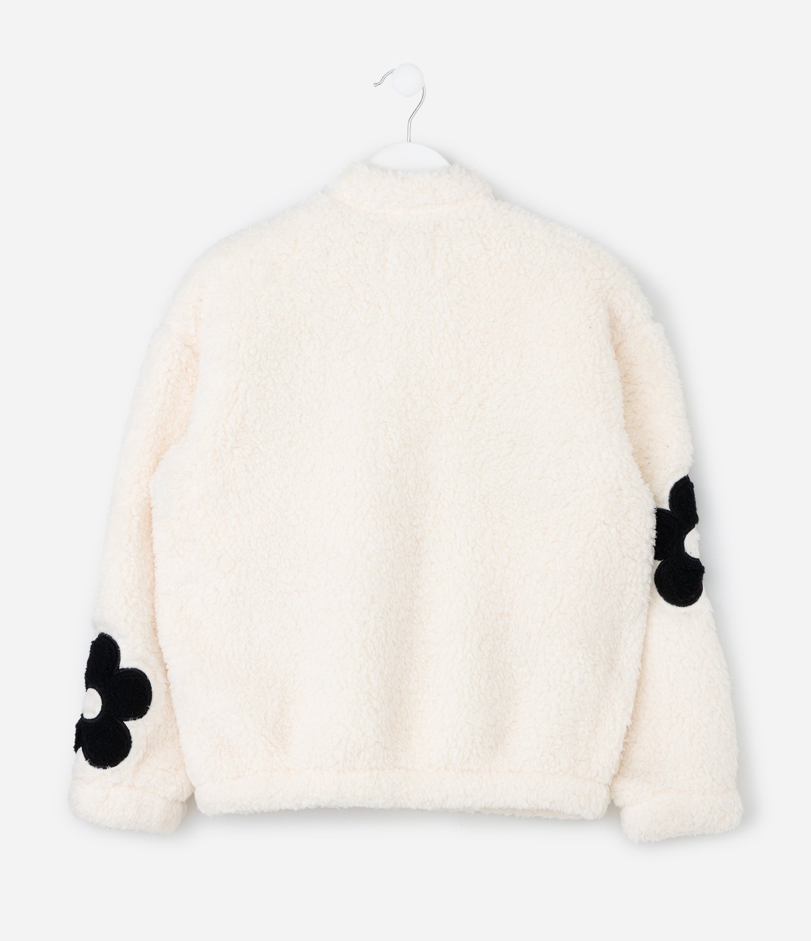 Jaqueta Infantil em Sherpa com Flores Bordadas – Tam 5 a 14 Anos Off White 3