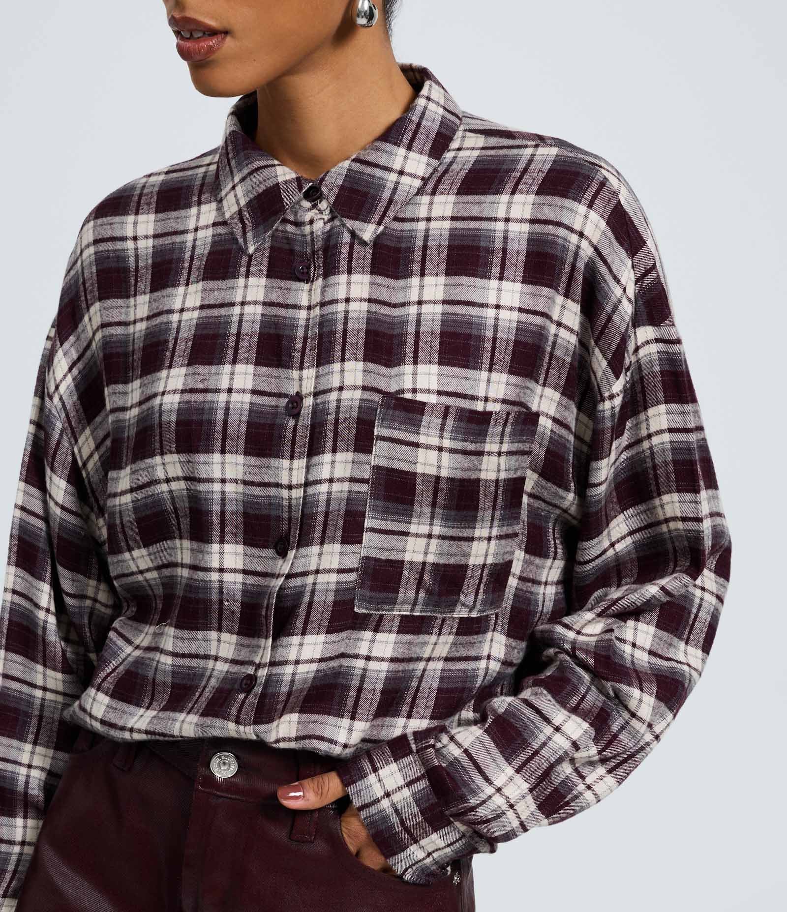 Camisa em Flanela Xadrez Bordô 3