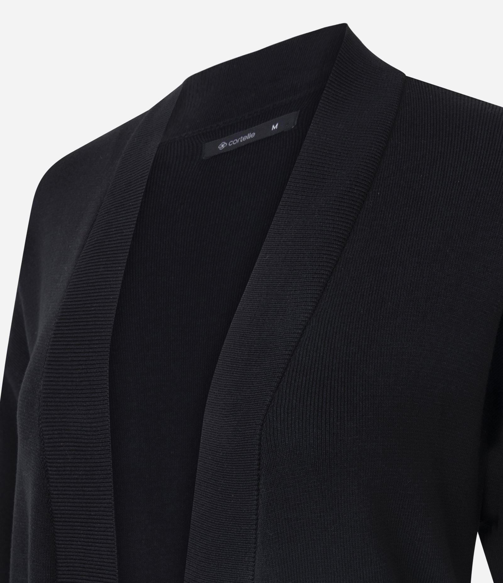 Cardigan Alongado em Tricô com Bolsos Preto 2