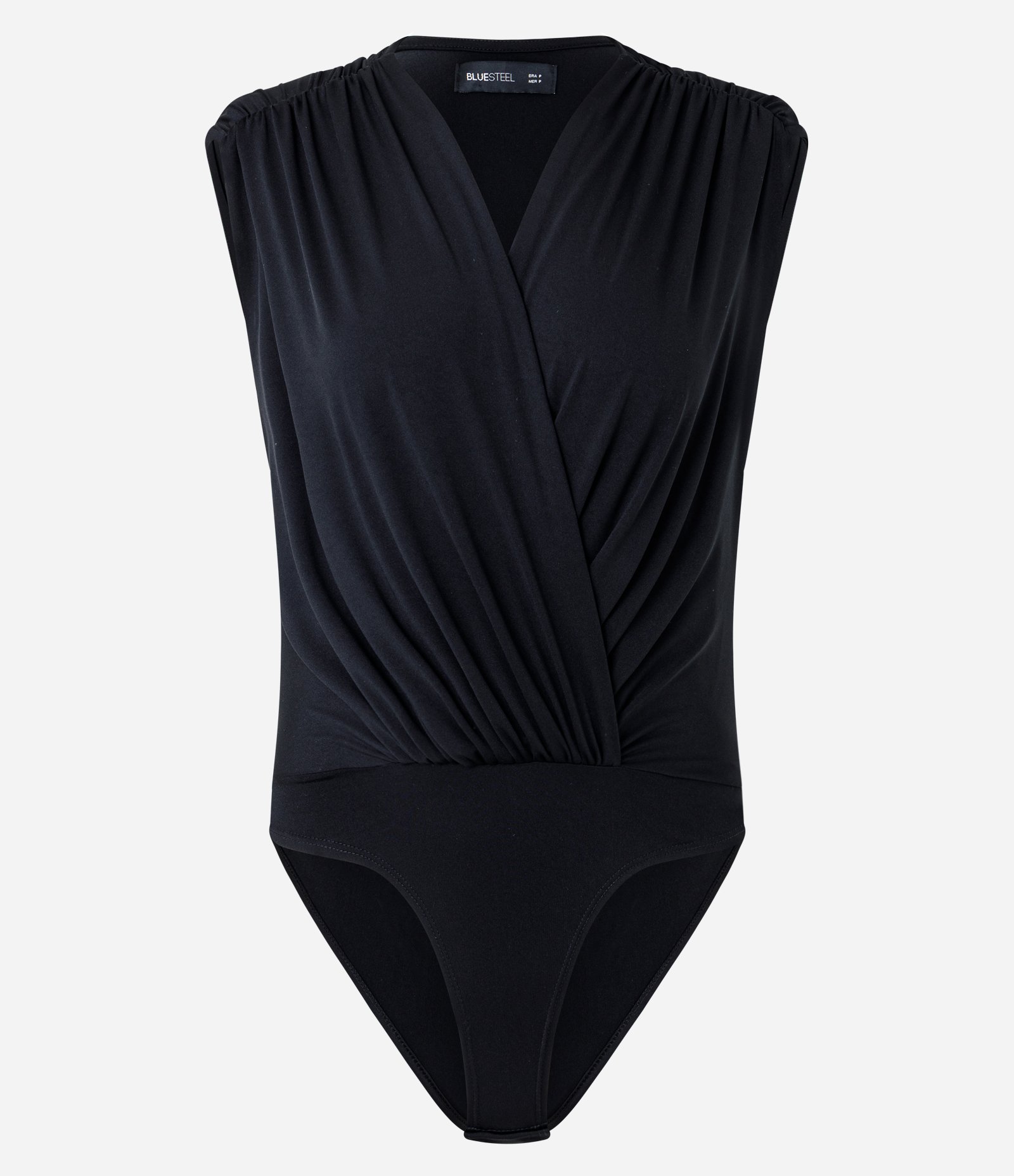 Body com Decote V Transpassado e Ombreiras Preto 4