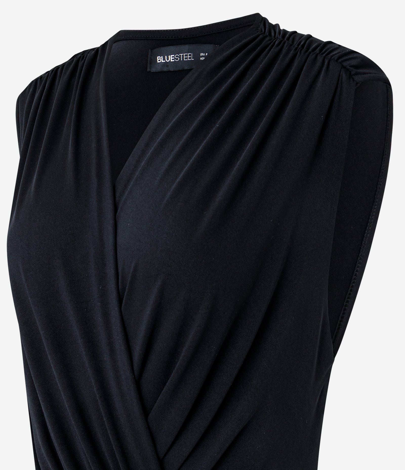 Body com Decote V Transpassado e Ombreiras Preto 5