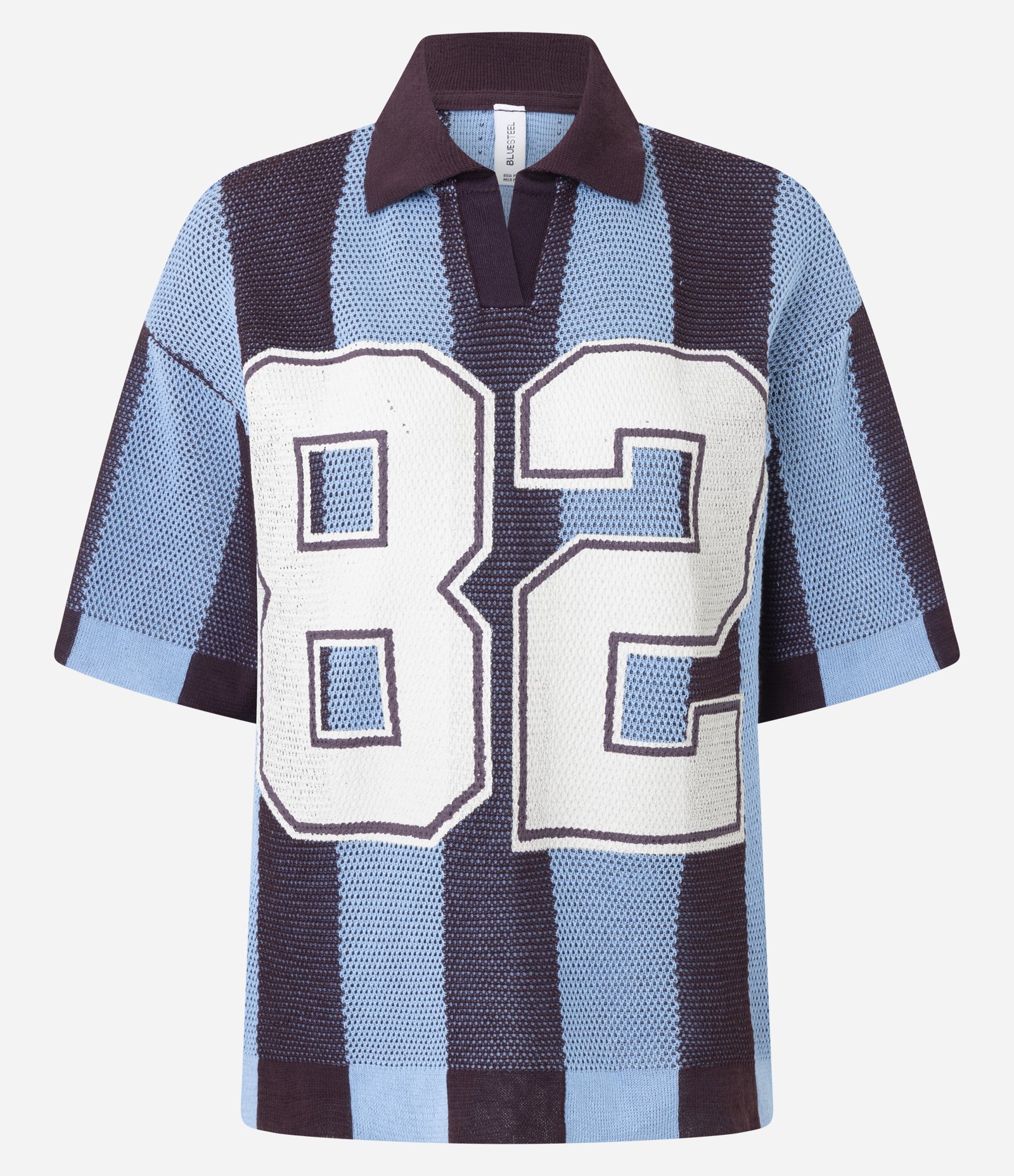 Camiseta Polo em Tricô Sportcore com Lettering 82 Azul 5