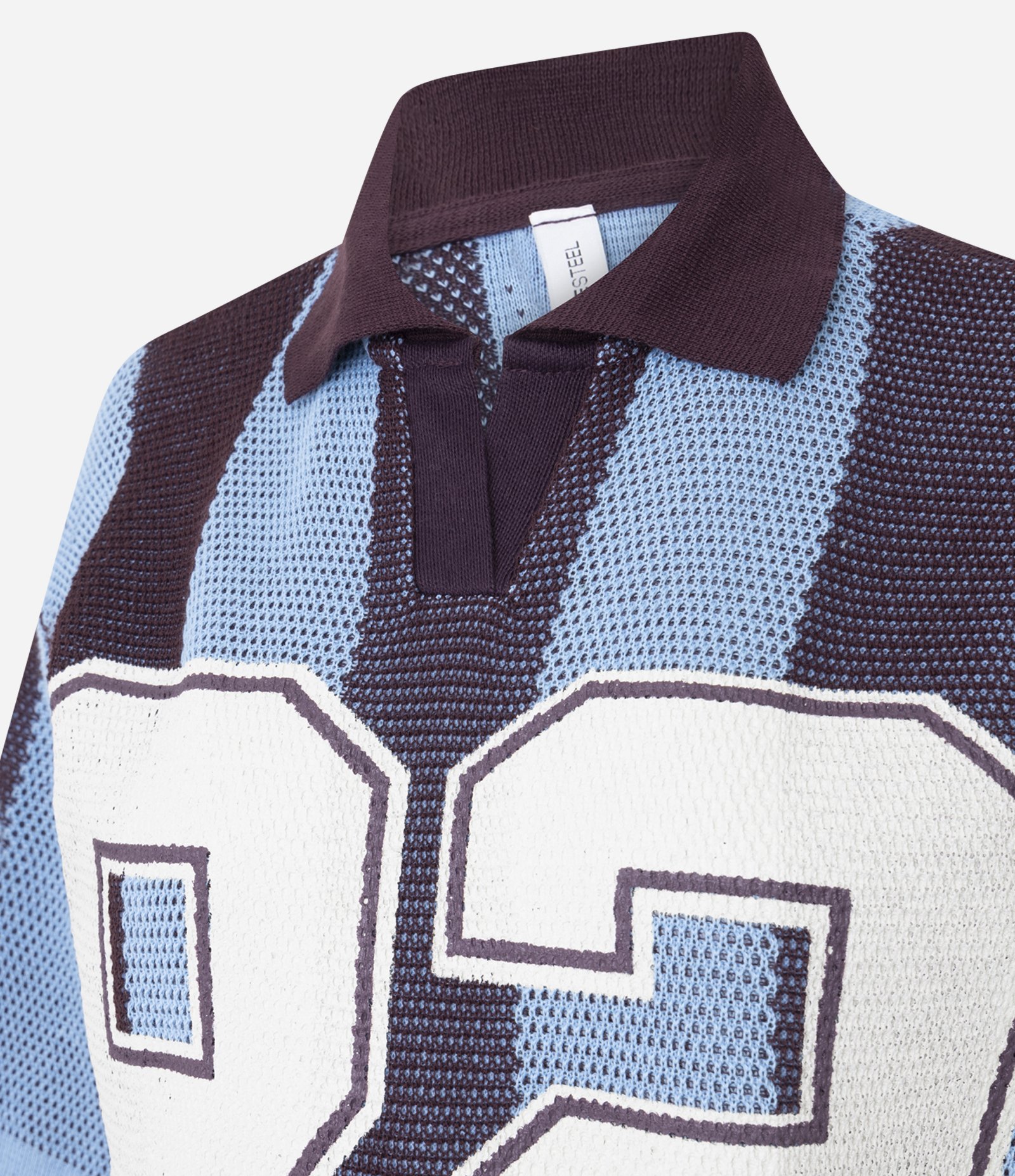 Camiseta Polo em Tricô Sportcore com Lettering 82 Azul 6