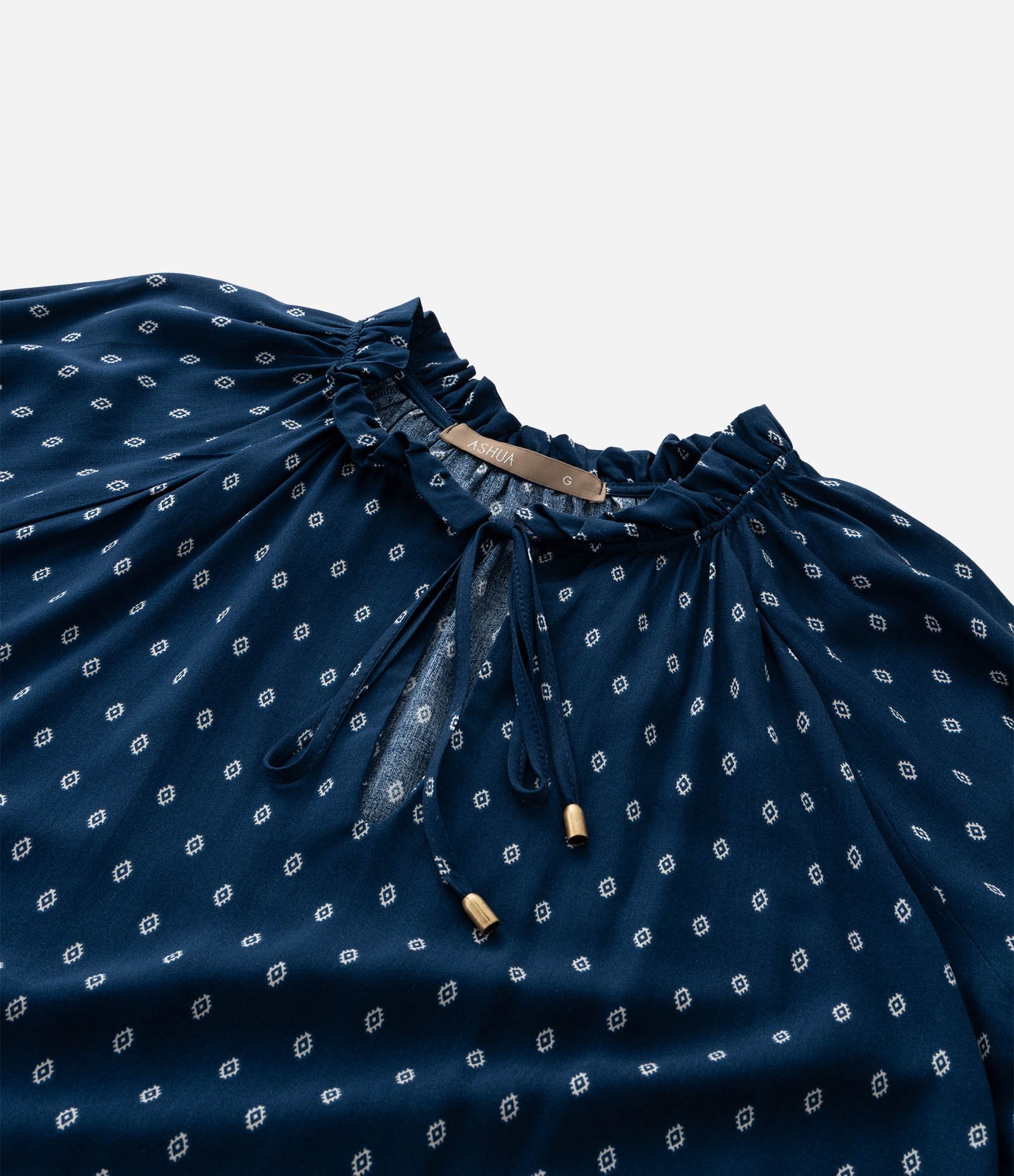 Blusa Bata Estampada em Viscose com Manga 3/4 Curve & Plus Size Azul 5