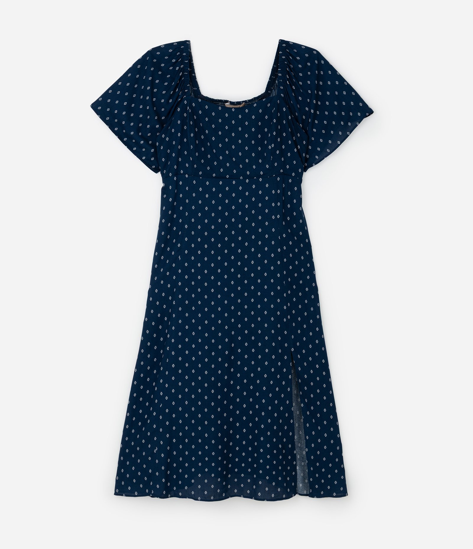 Vestido Midi em Viscose Chalis com Estampa Gravataria Curve & Plus Size Azul 1