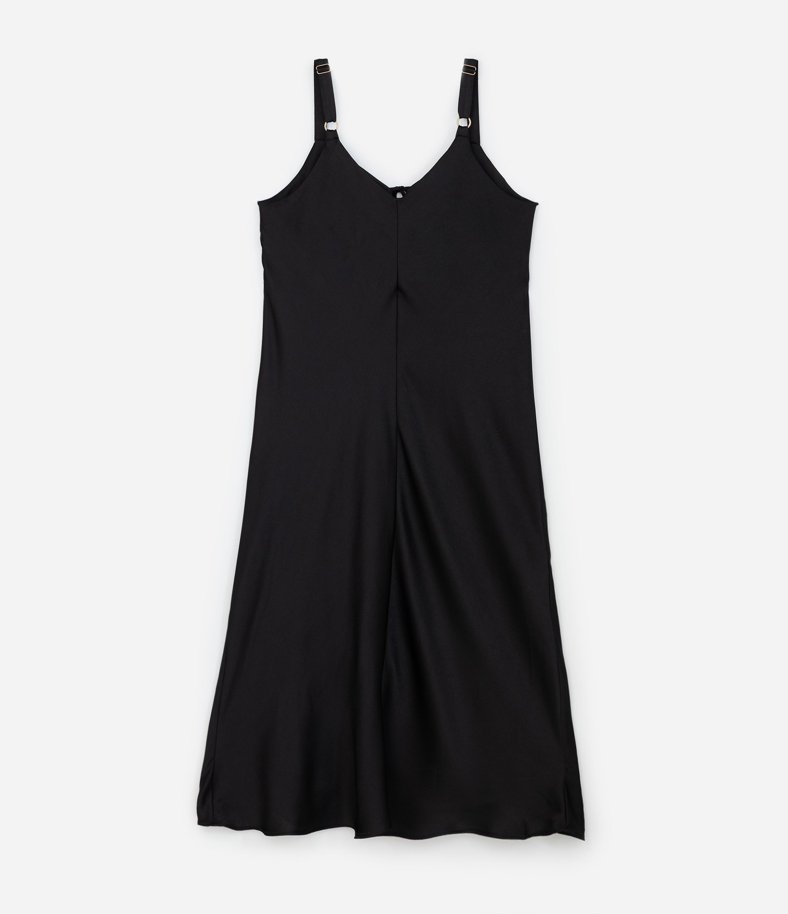 Vestido Midi em Cetim com Alça Fina Curve & Plus Size Preto 2