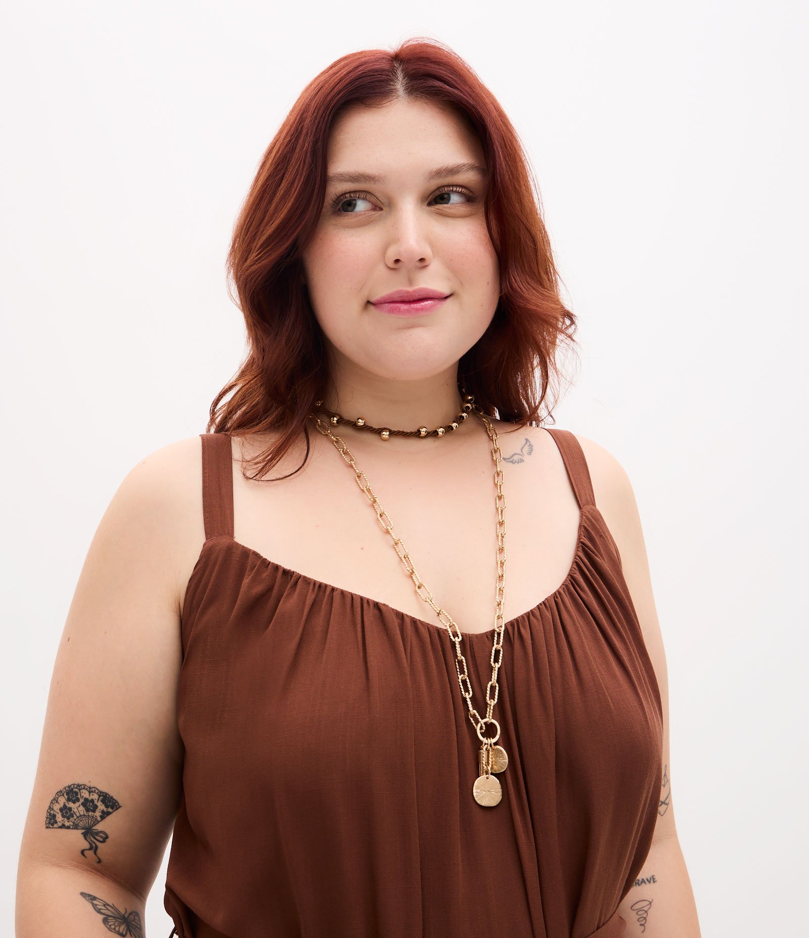 Macacão Long Midi Franzido com Faixa Curve & Plus Size Marrom 3