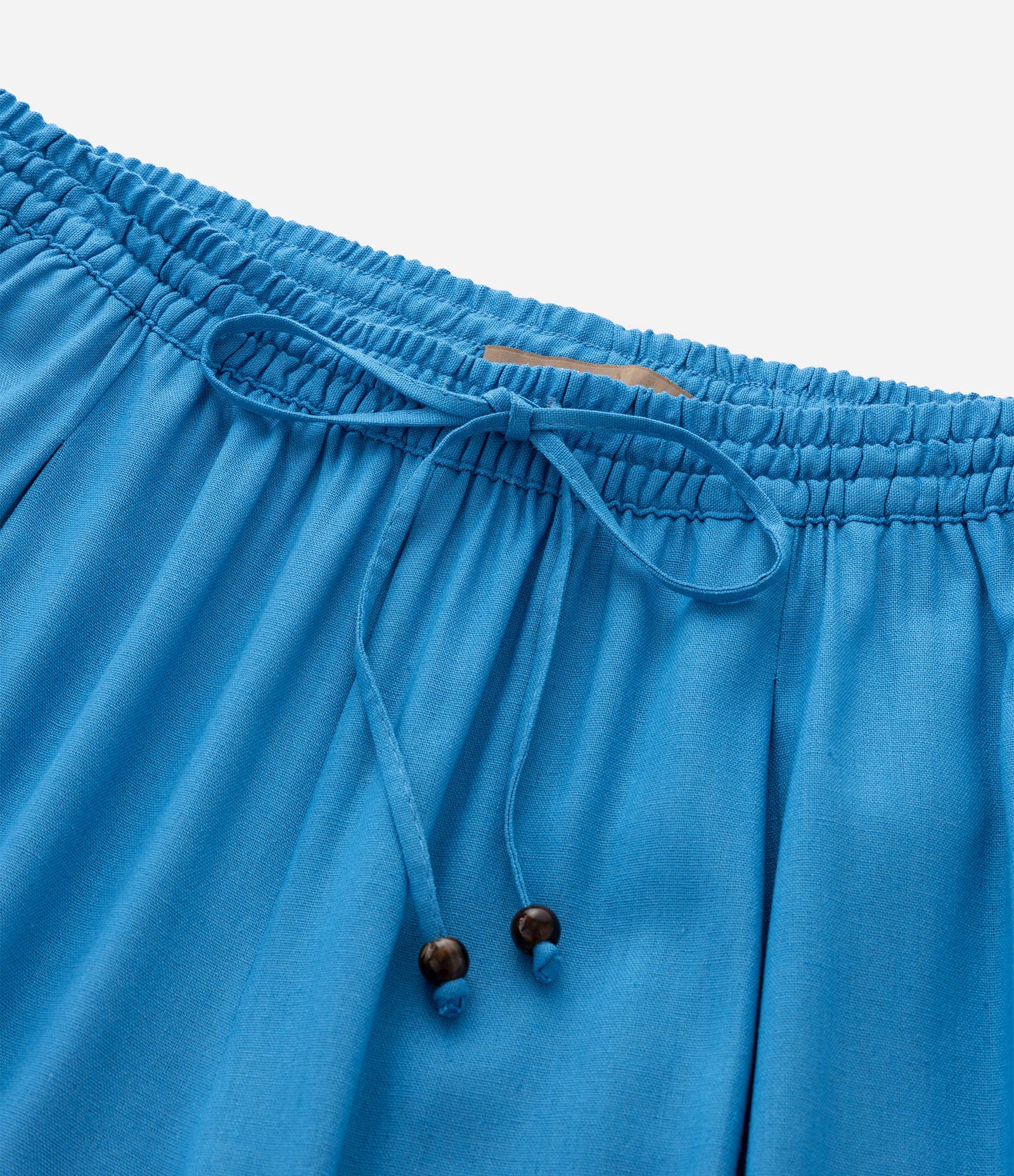 Calça Pantalona em Viscolinho com Barra Larga e Cós Elástico Curve & Plus Size Azul 8