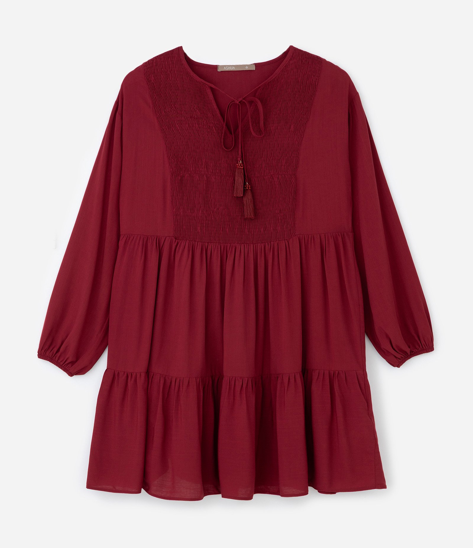 Vestido Curto com Textura Franzida Curve & Plus Size Vermelho 1