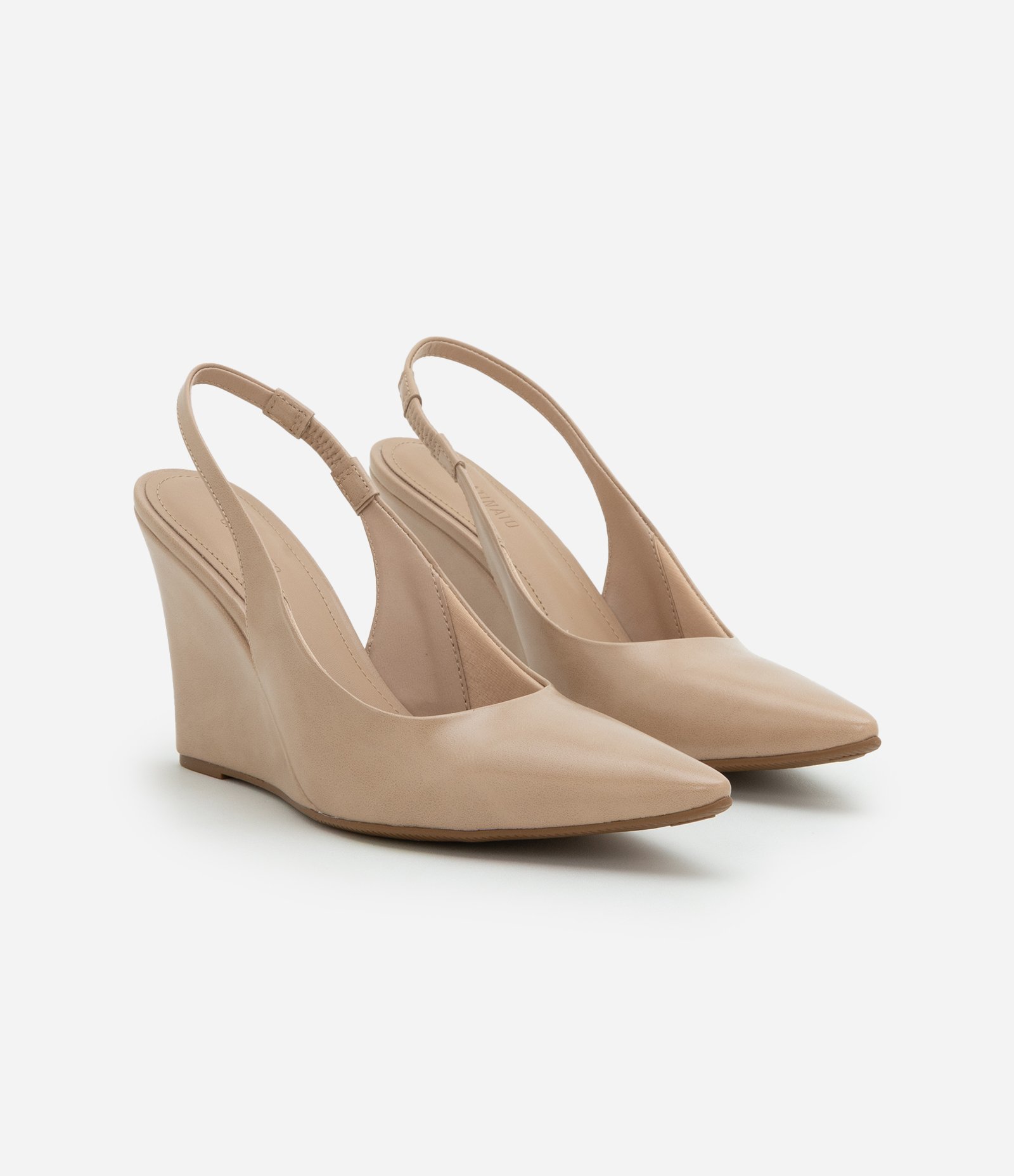 Sapato Scarpin Anabela com Tira Elástica Bege 2