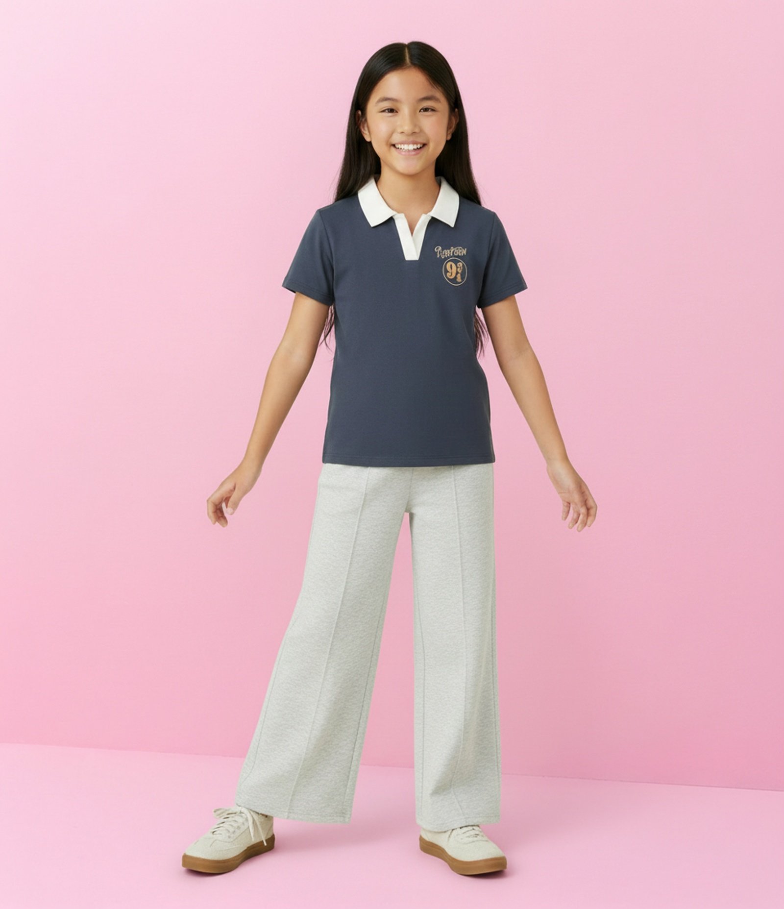 Camiseta Infantil Baby Tee com Estampa Plataforma 9 3/4 – Tam 7 a 16 Anos Azul Acinzentado 1