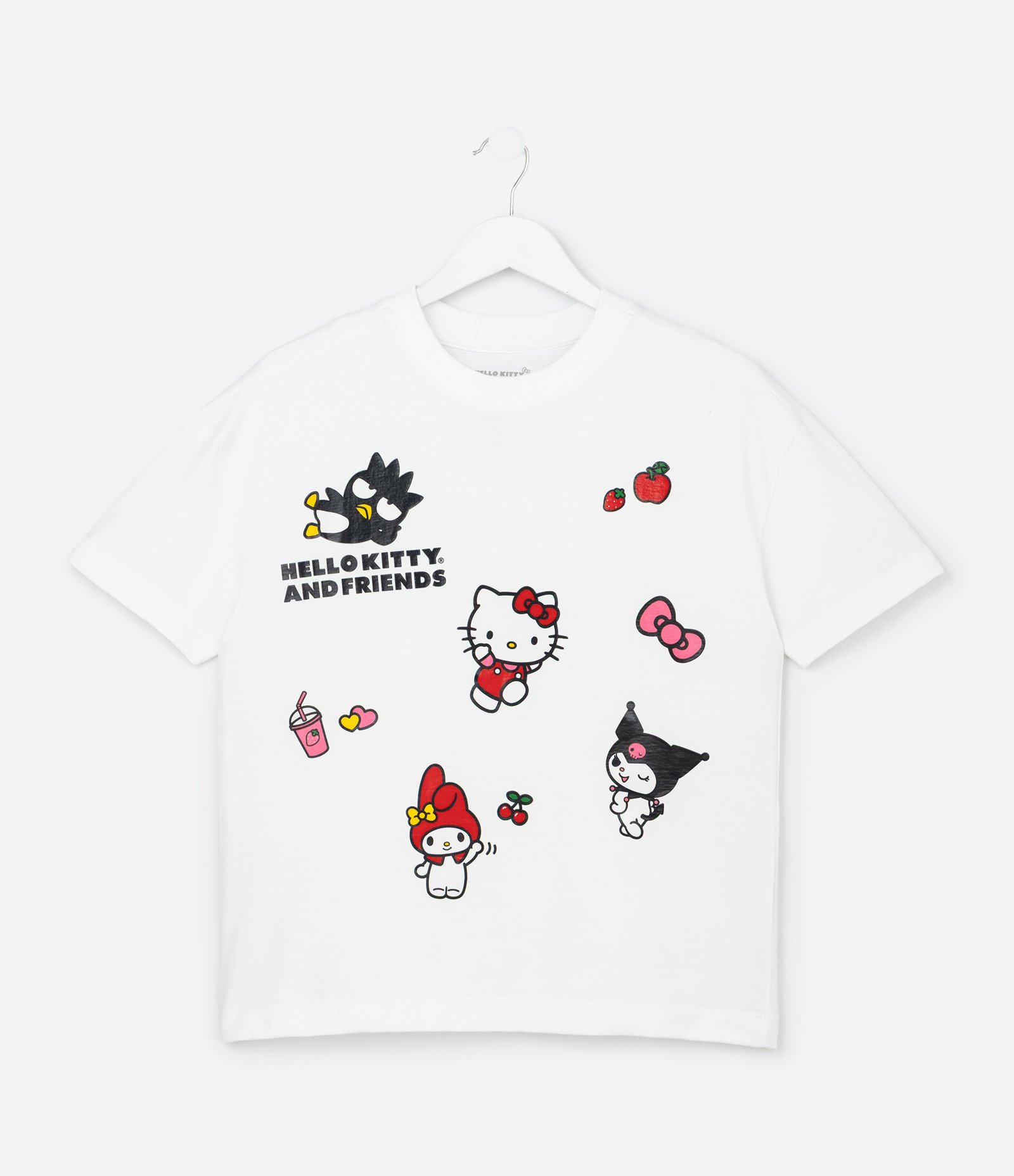 Camiseta Infantil Oversized com Estampa Hello Kitty And Friends - Tam 5 a 16 Anos Branco 1