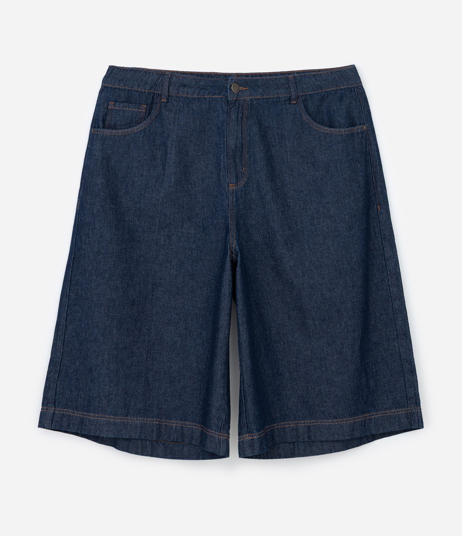 Bermuda Jorts em Jeans com Bolsos Embutido Curve & Plus Size Azul Escuro 6