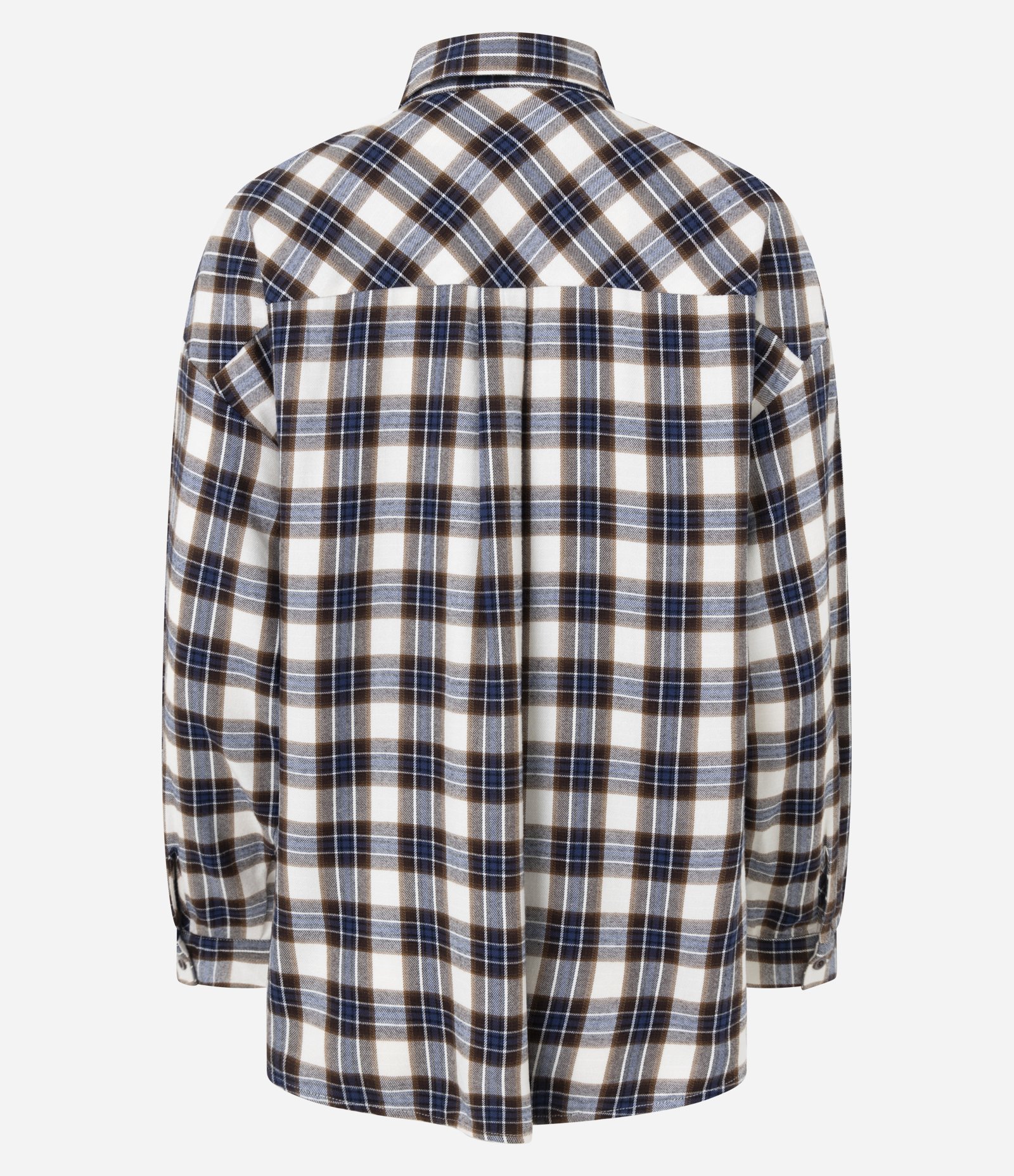 Camisa Regular Manga Longa em Flanela Xadrez Azul 2