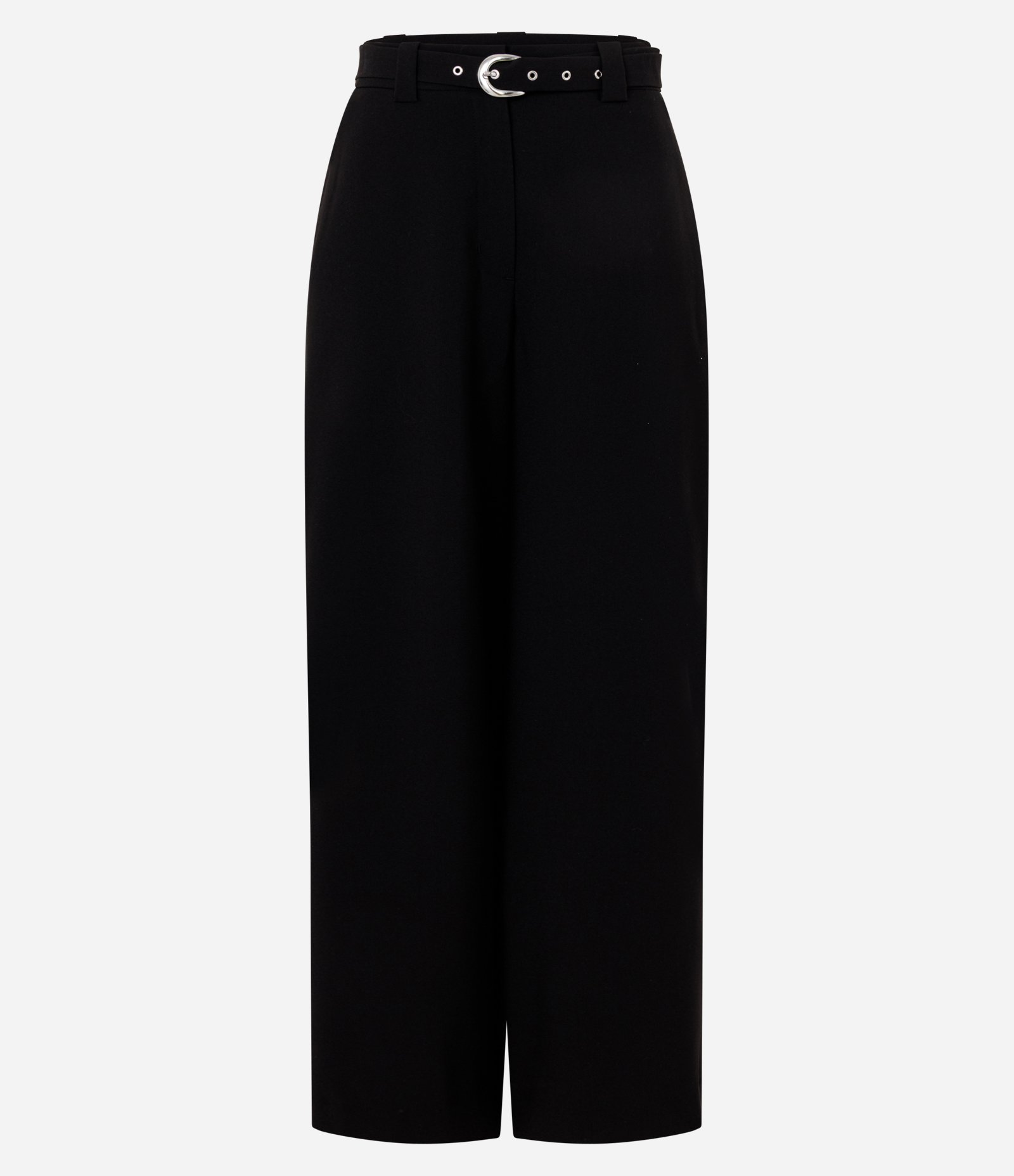 Calça Wide Leg Alfaiatada com Cinto e Fivela Metálica Preto 1