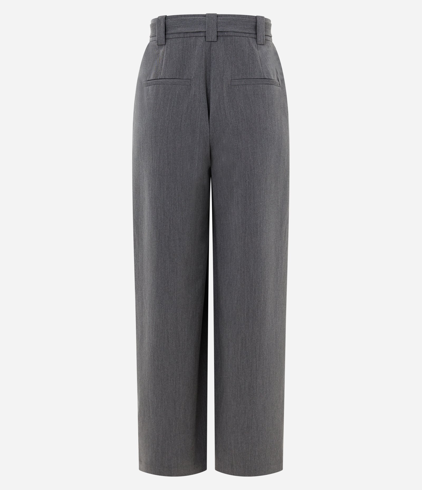Calça Wide Leg Alfaiatada com Cinto e Fivela Metálica Cinza 3