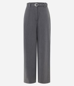 Calça Wide Leg Alfaiatada com Cinto e Fivela Metálica