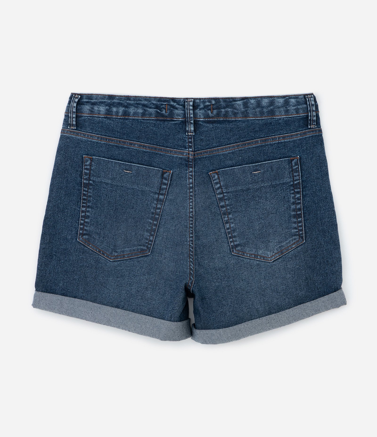Short Curto com Barra Dobrada em Jeans com Elastano Curve & Plus Size Azul 7