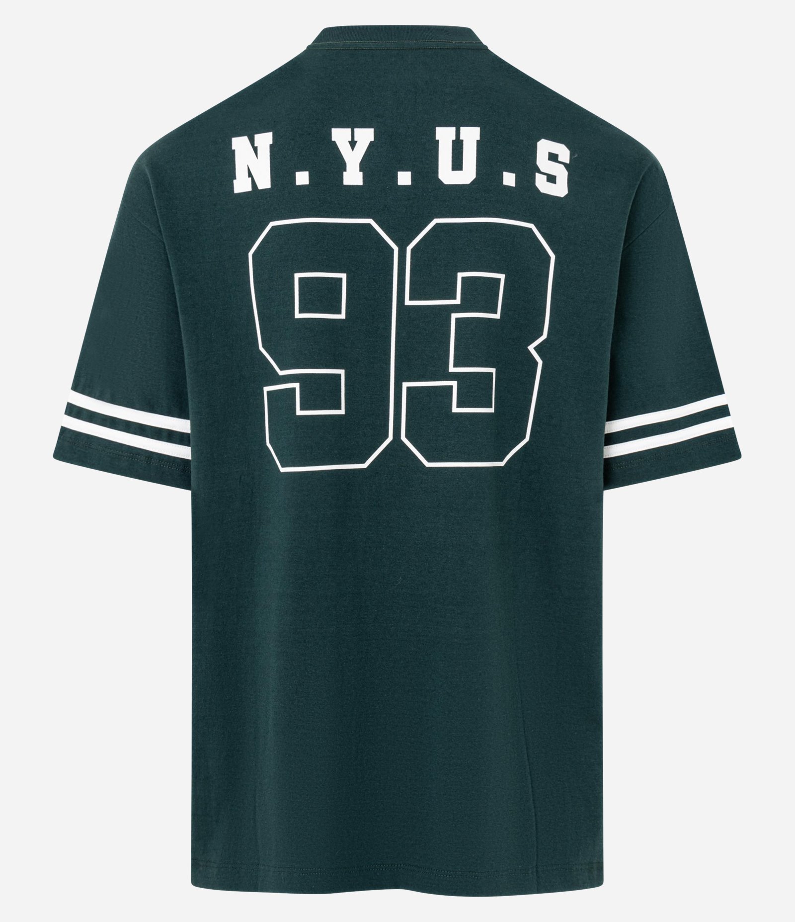 Camiseta Relaxed em Algodão com Listras e Estampa NYUS 93 Verde 2
