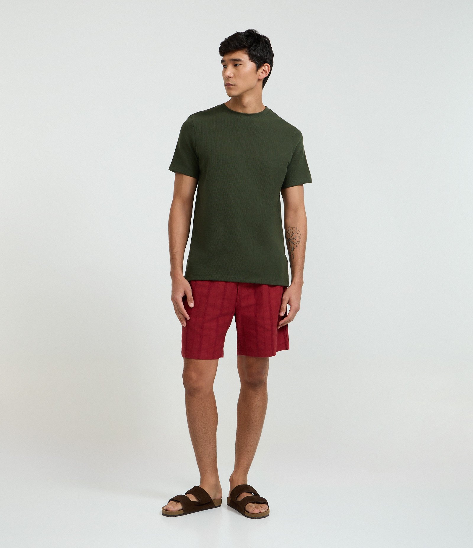 Camiseta Regular em Algodão com Textura Verde 2