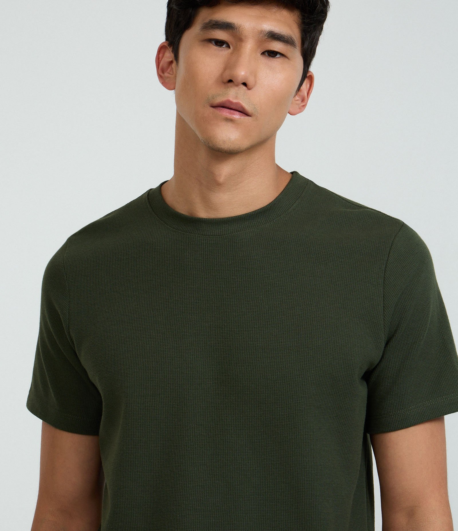 Camiseta Regular em Algodão com Textura Verde 4