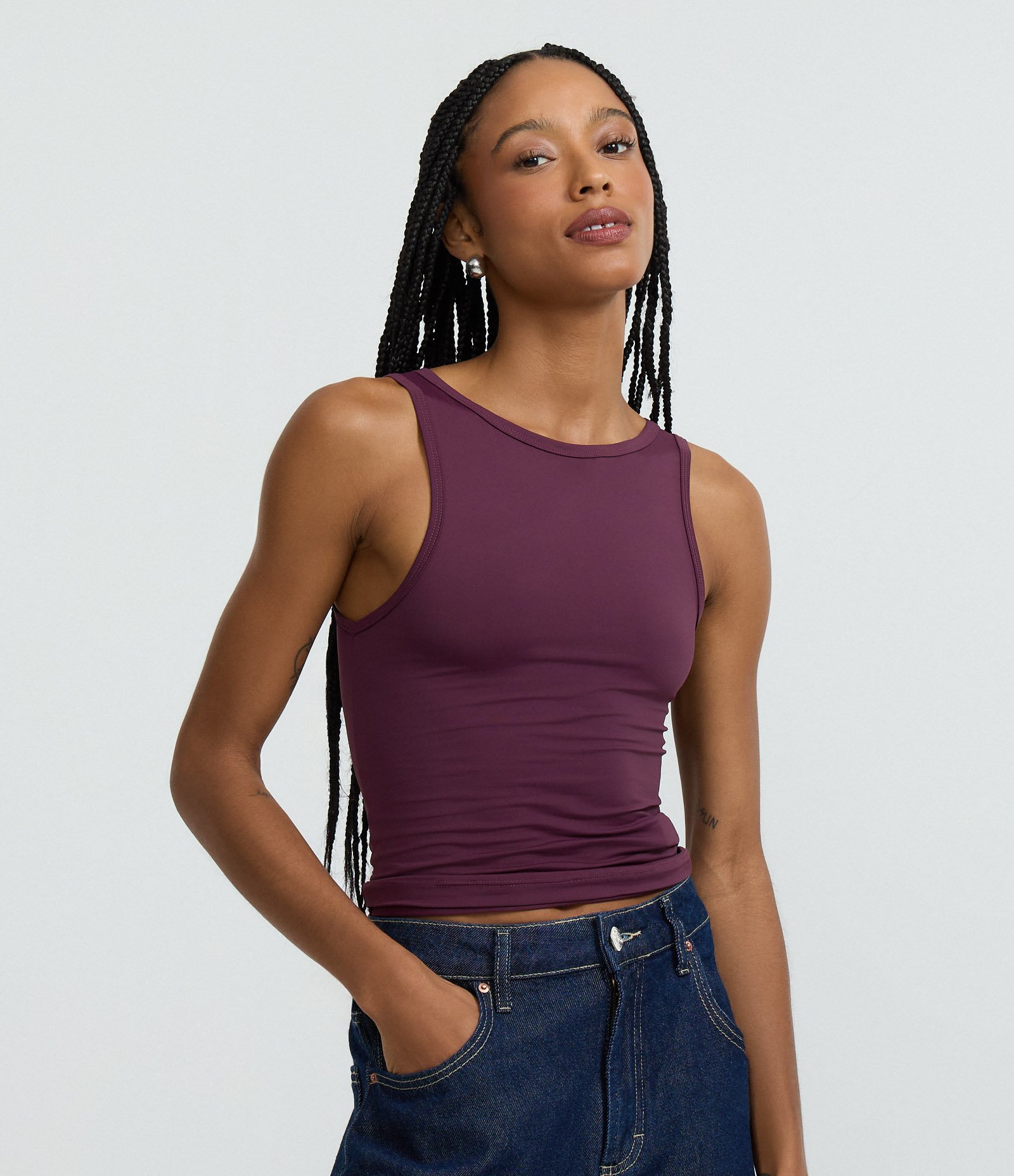 Blusa Regata Básica em Poliamida Roxo 1