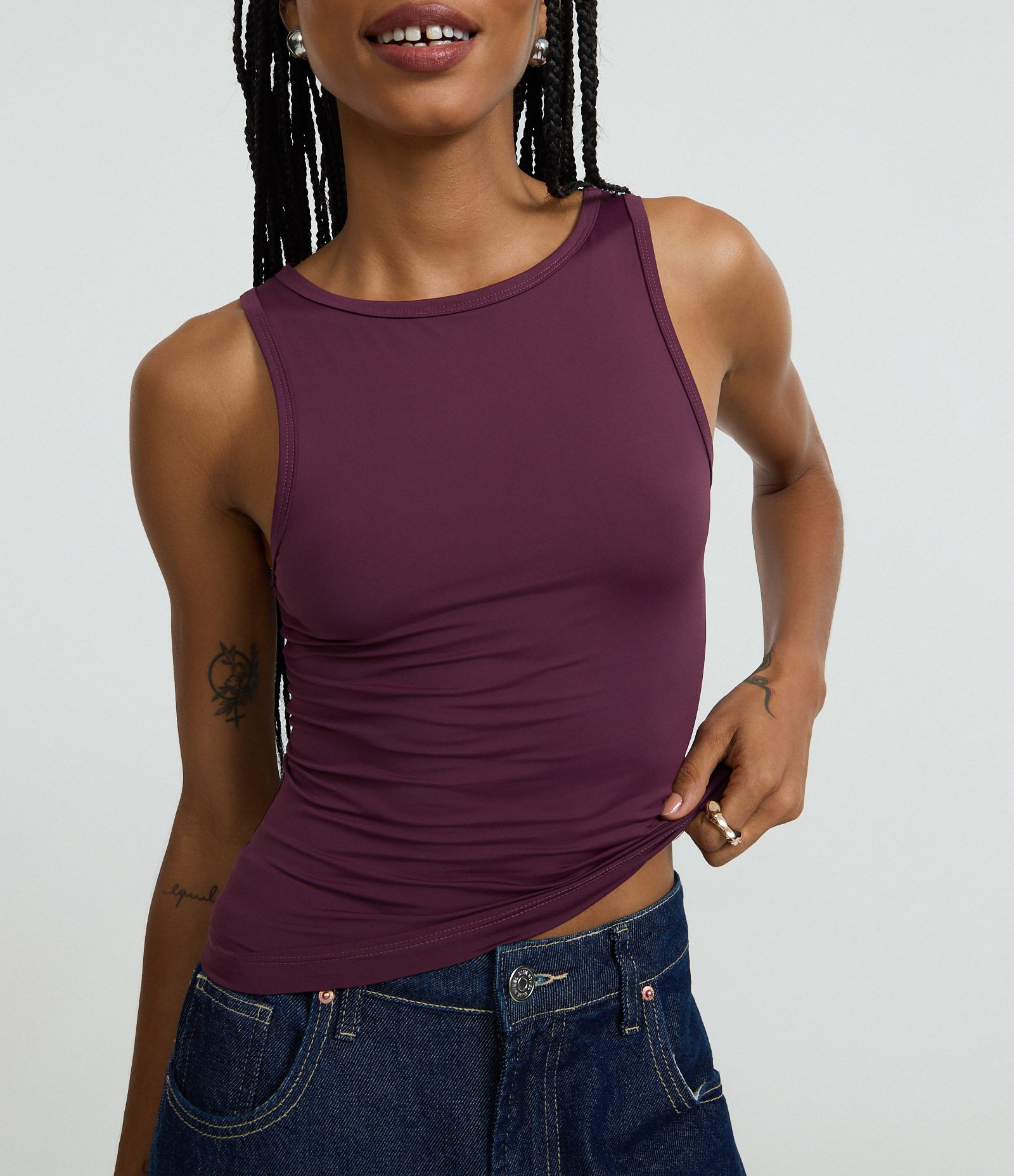 Blusa Regata Básica em Poliamida Roxo 4