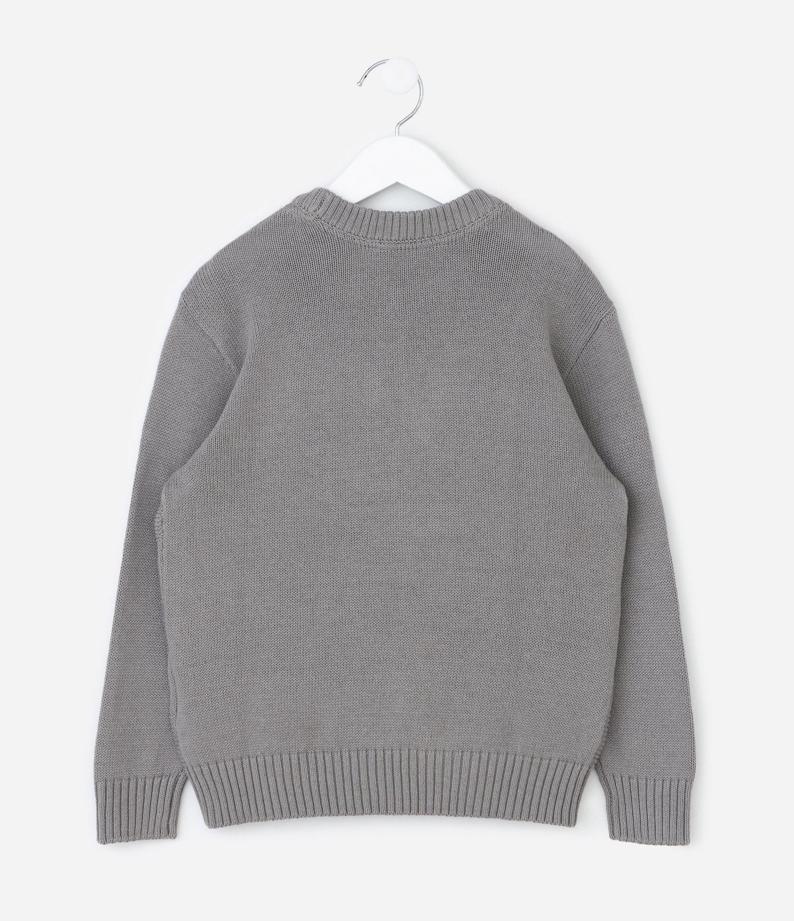 Casaco Infantil em Efeito Tricô Texturizado com Patch e Bordado – Tam 5 a 14 Anos Cinza 2