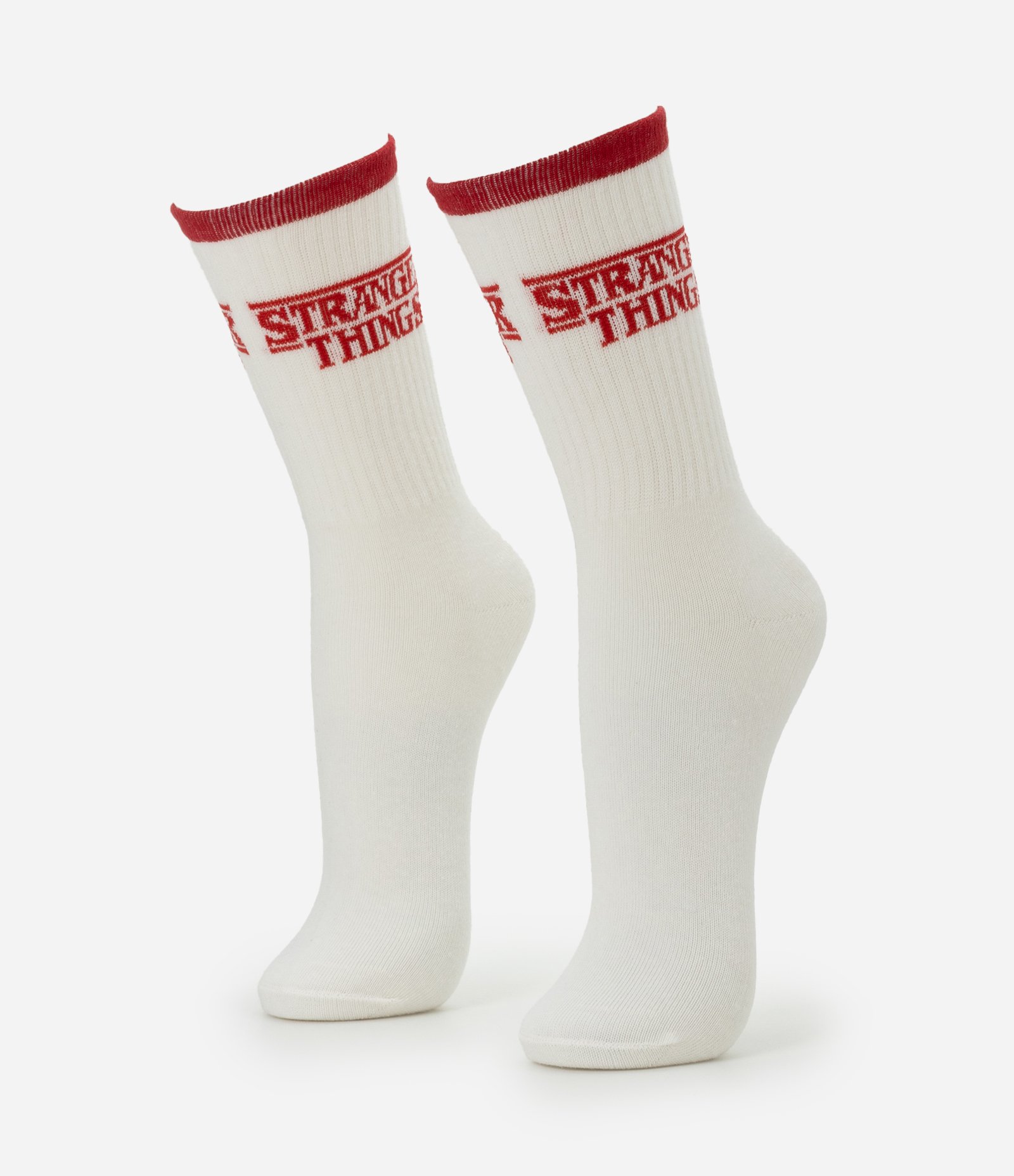 Meia Cano Alto em Algodão com Estampa Stranger Things Off White 1