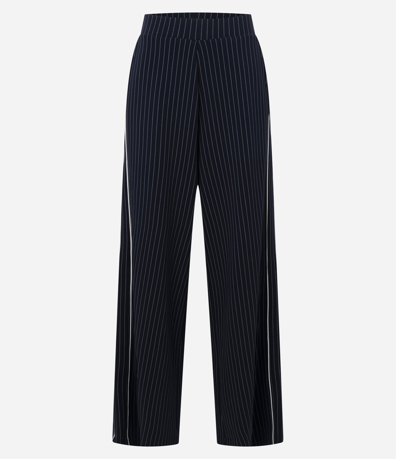 Calça Wide Leg em Moletom com Estampa Listrada Azul 6