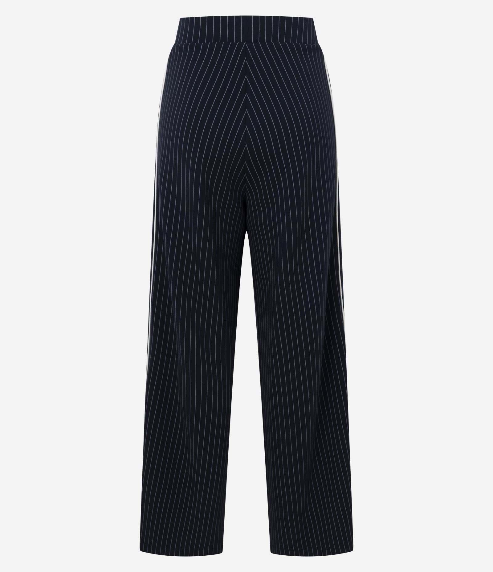 Calça Wide Leg em Moletom com Estampa Listrada Azul 7