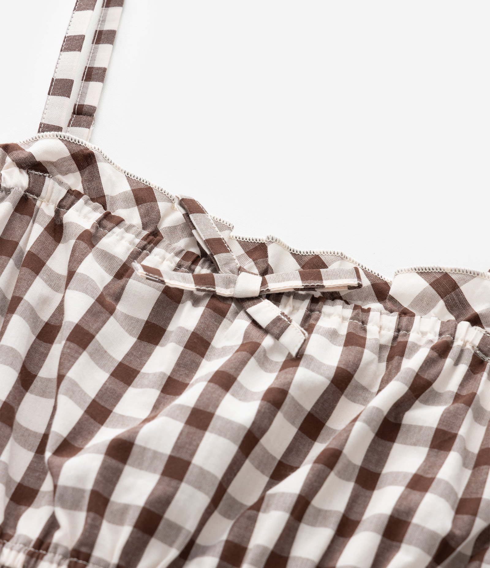 Vestido Infantil com Babados e Estampa Xadrez - Tam 5 a 14 anos Marrom 8