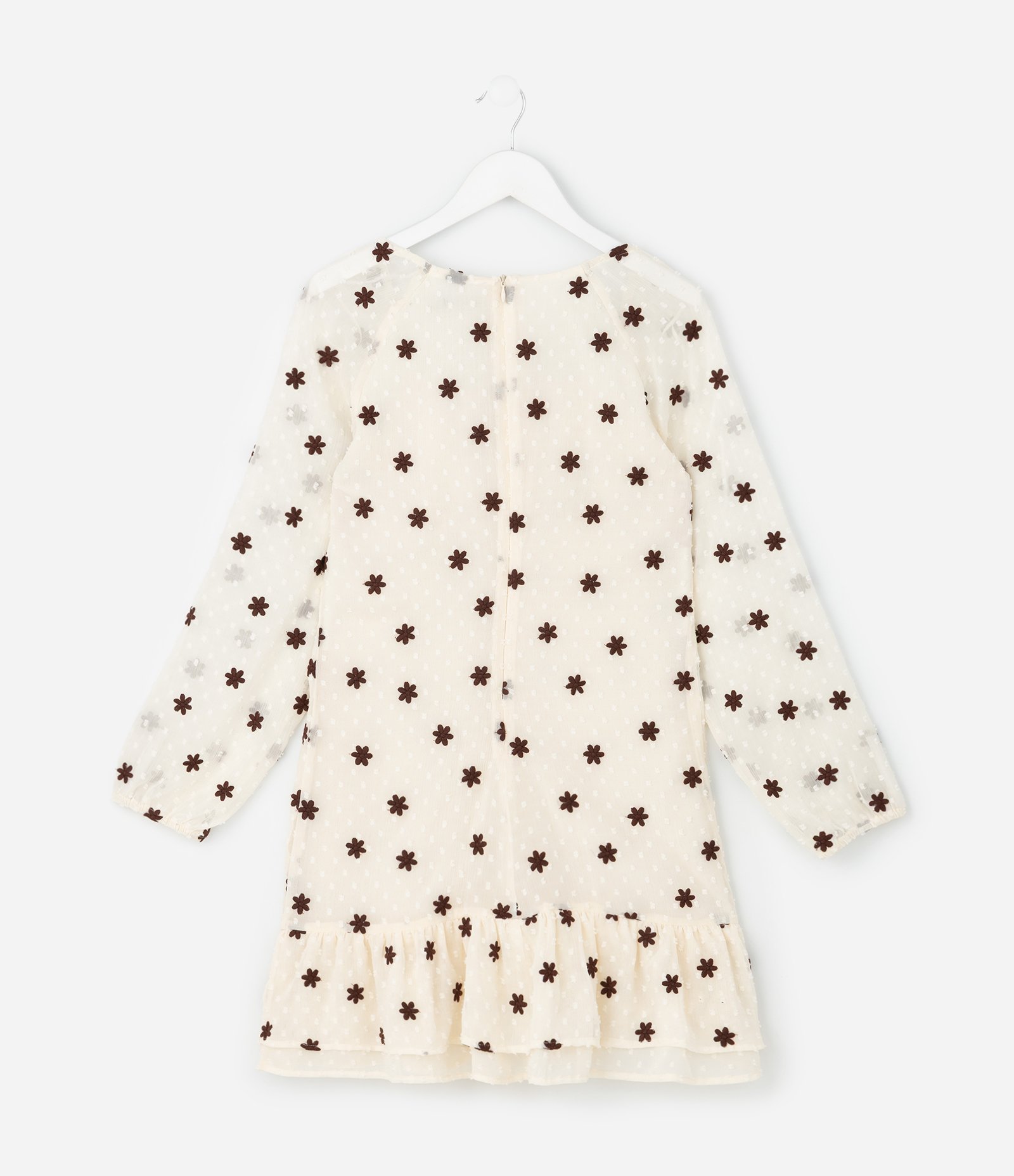 Vestido Infantil em Chiffon Texturizado com Flores Bordadas – Tam 5 a 14 Anos Bege Claro 3