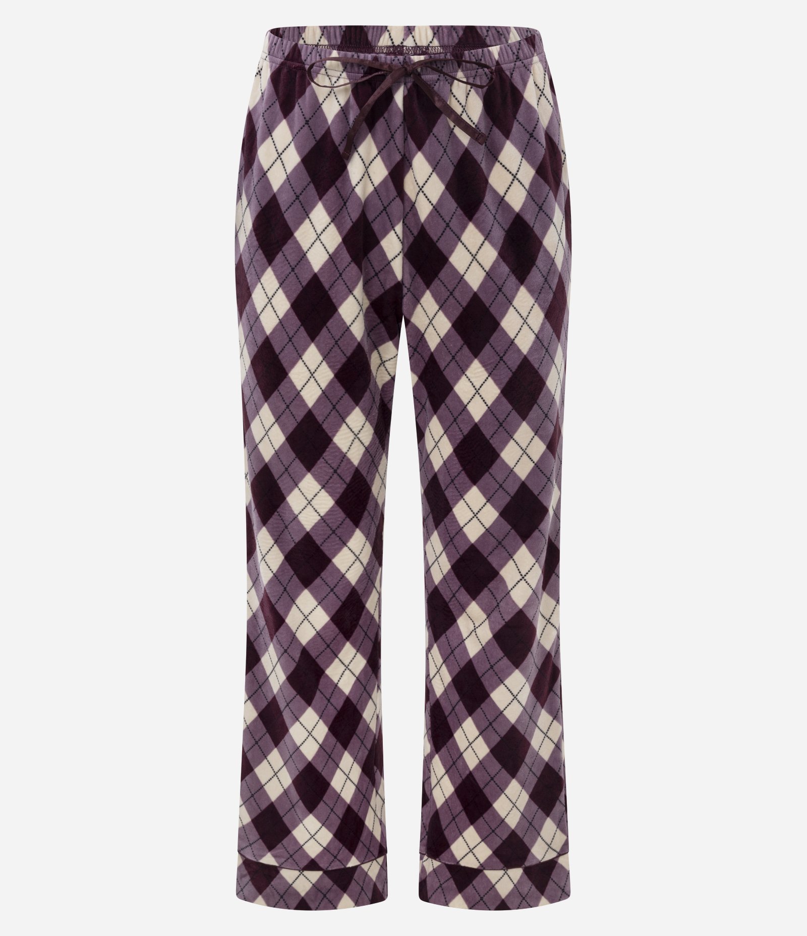 Pijama Longo Americano em Plush em Xadrez Argyle Vinho 6