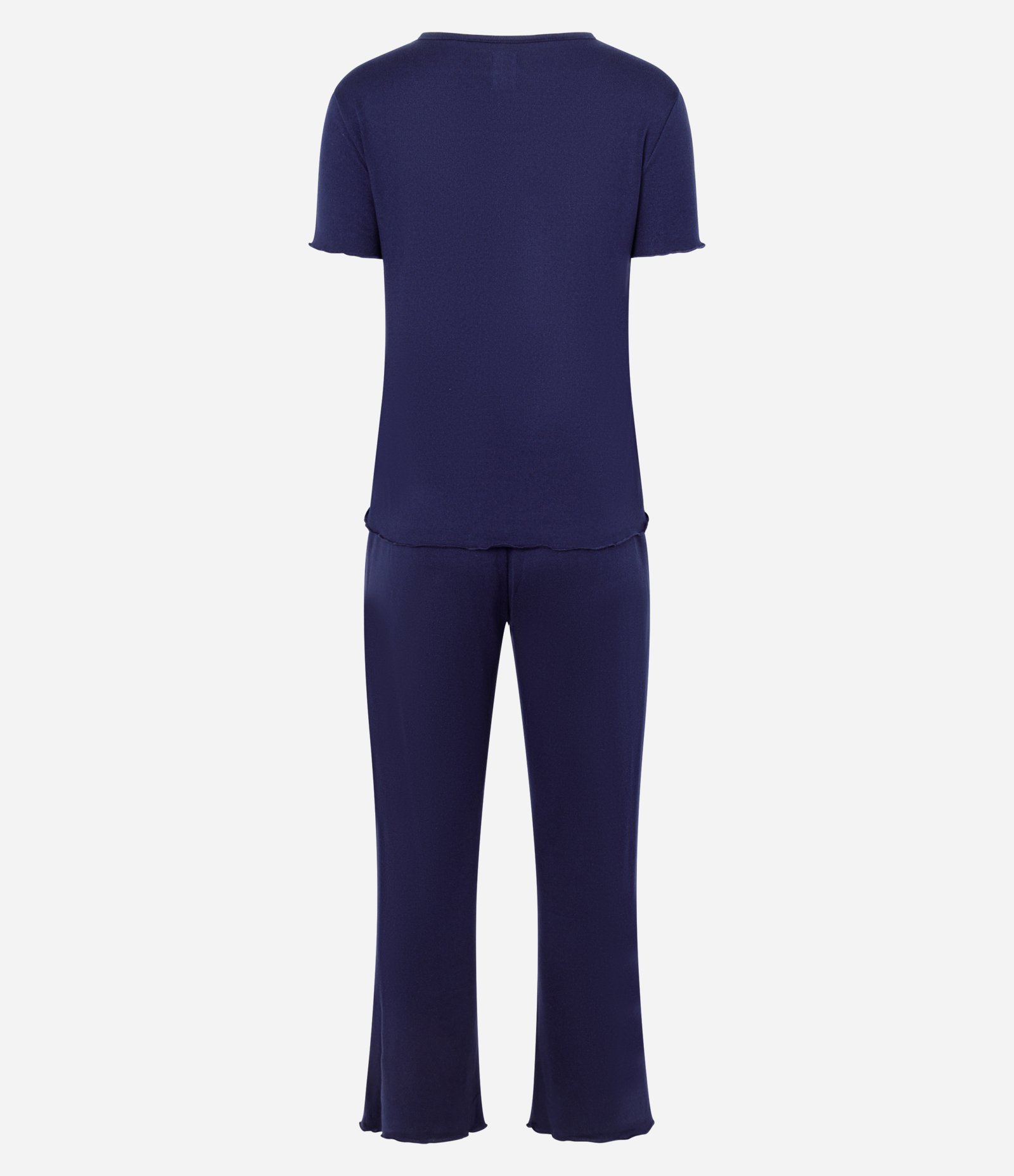 Pijama Longo em Tricô Leve com Bordado Azul 2