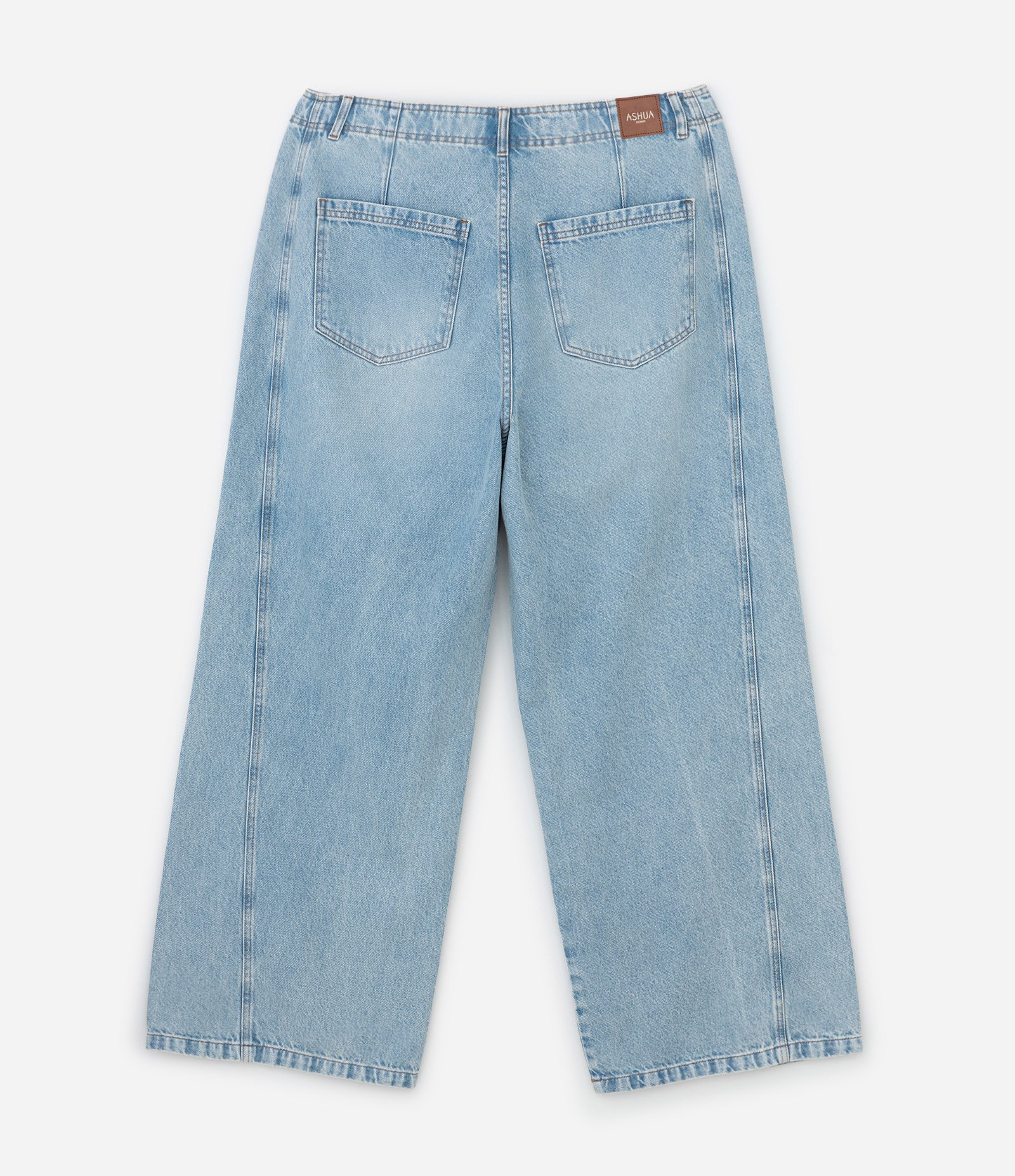 Calça Jeans Wide Leg com Recorte Lateral Azul 2