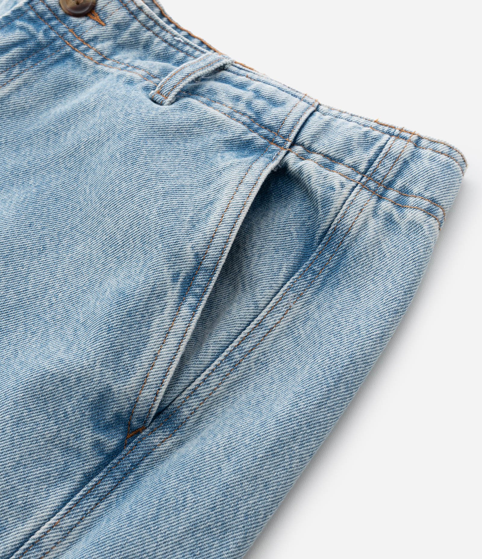 Calça Jeans Wide Leg com Recorte Lateral Azul 5