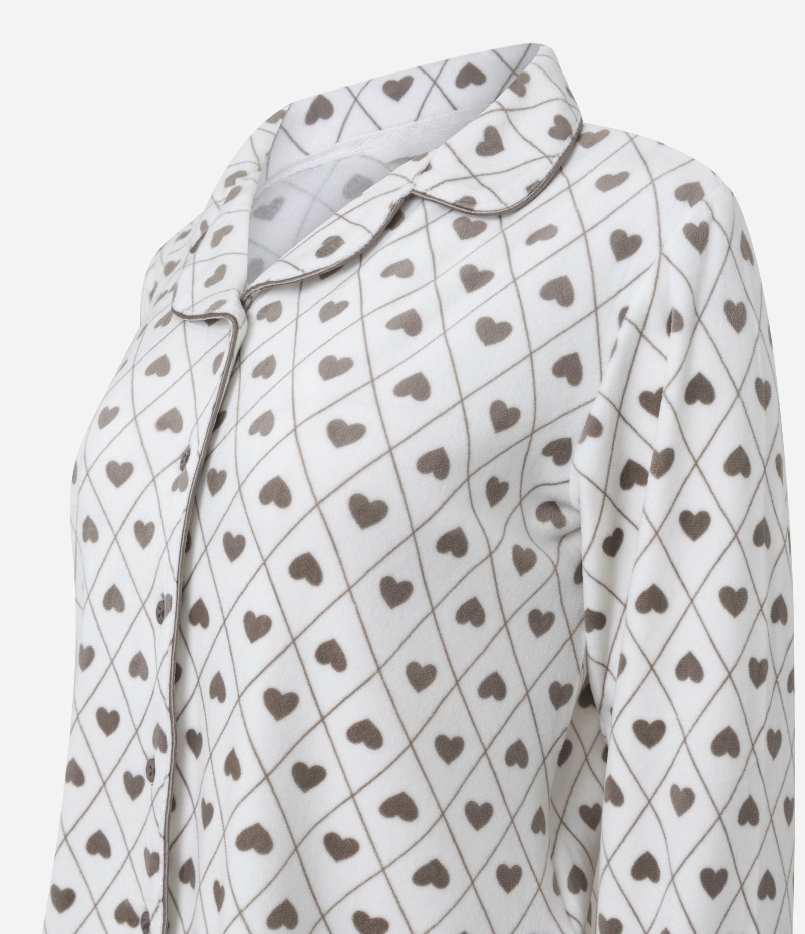 Pijama Americano Longo em Plush com Coraçõezinhos Branco 5