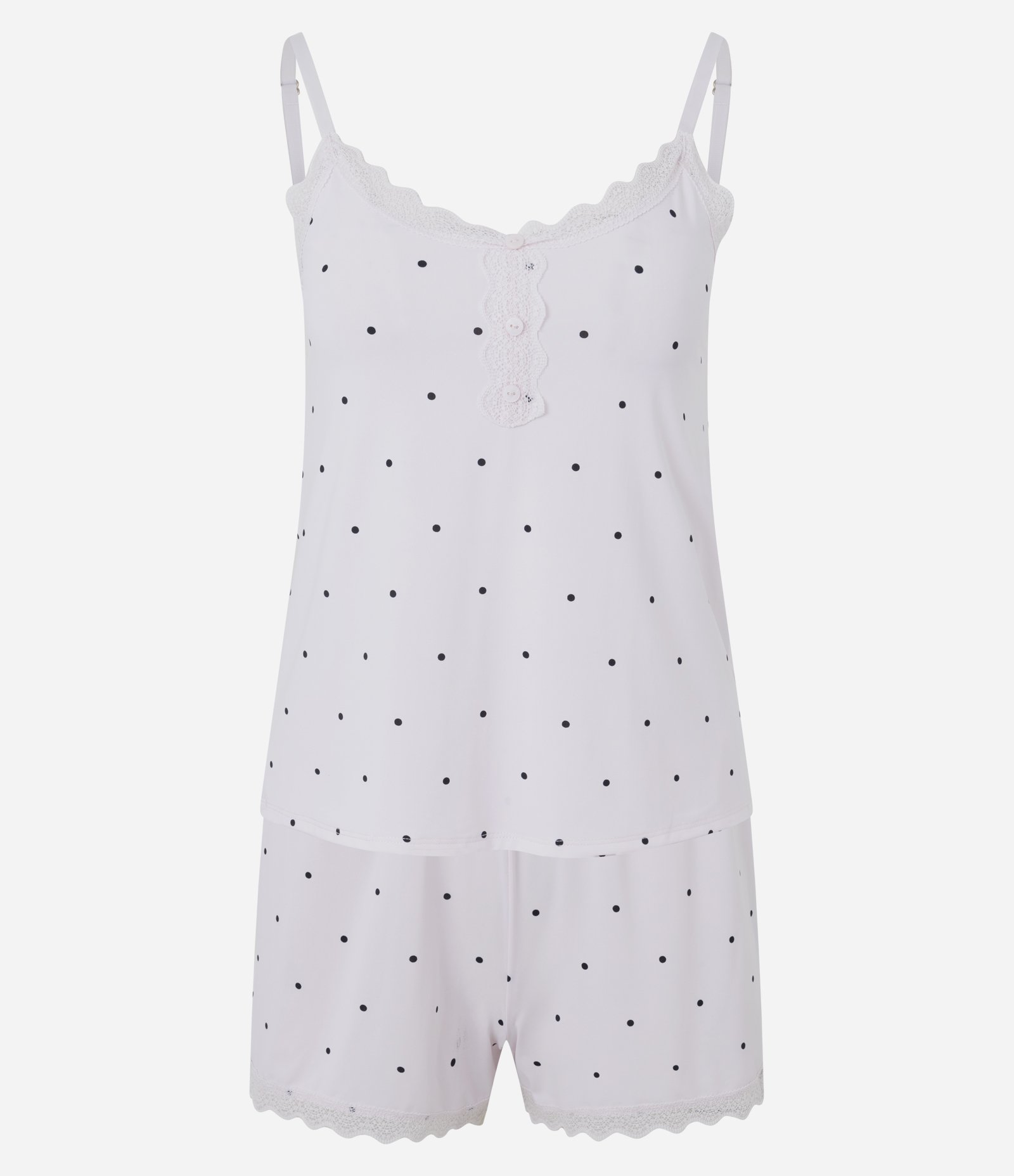 Pijama Short Doll com Estampa Poá e Rendinha Lilás 4