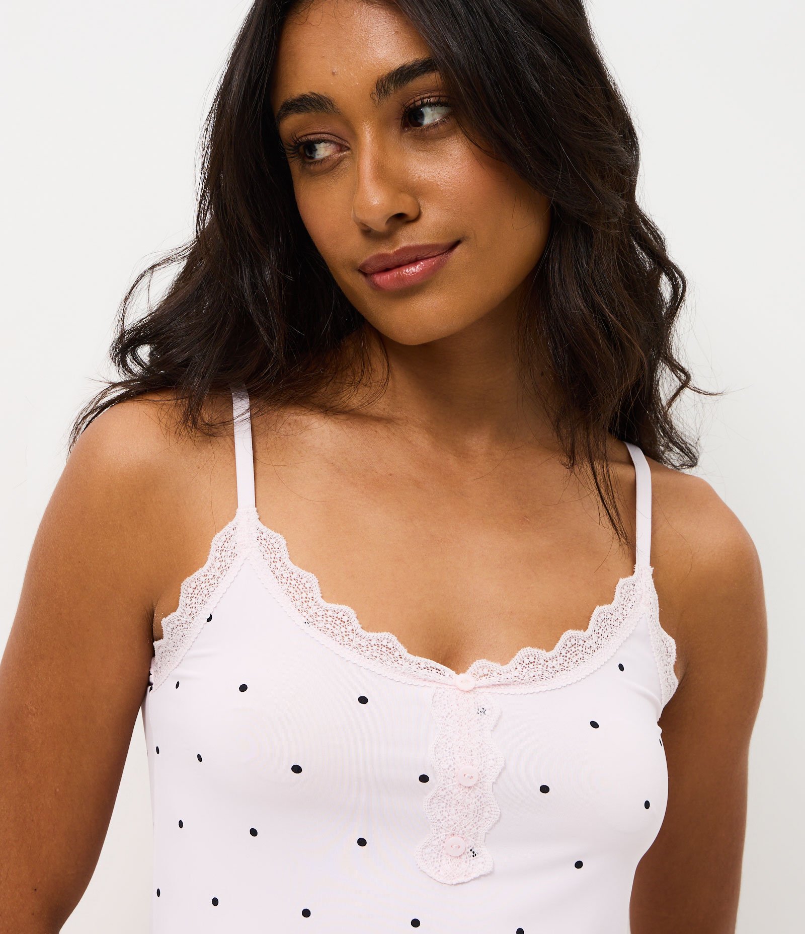 Pijama Short Doll com Estampa Poá e Rendinha Lilás 2