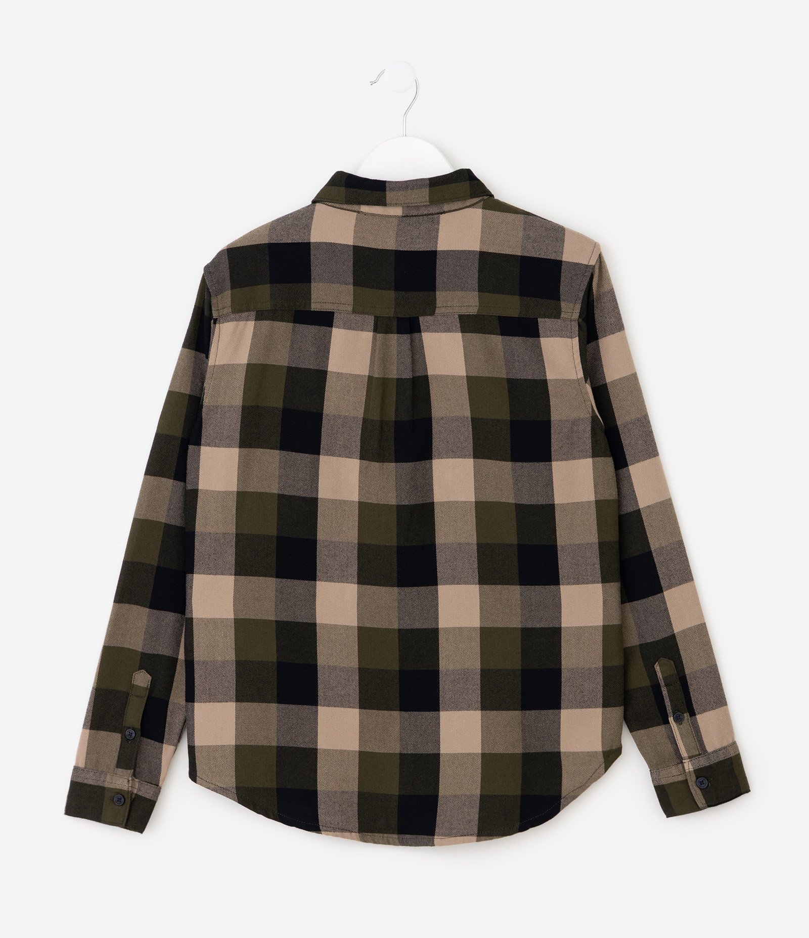 Camisa Infantil Manga Longa com Estampa Xadrez – Tam 5 a 14 Anos Bege/Verde 2