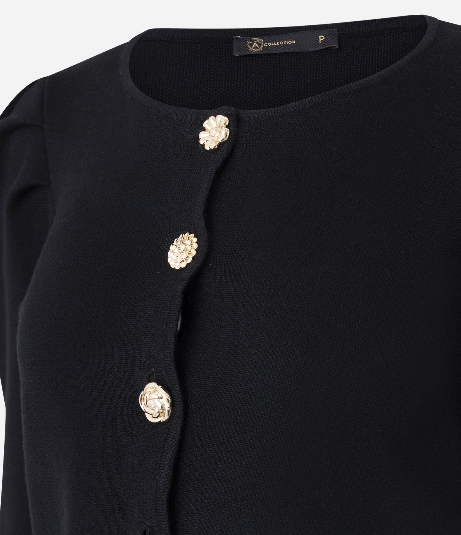 Cardigan Curto em Tricô com Manga Bufante Preto 6