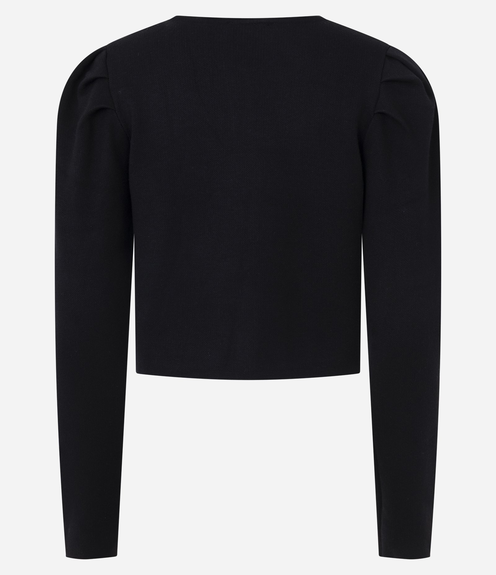 Cardigan Curto em Tricô com Manga Bufante Preto 8