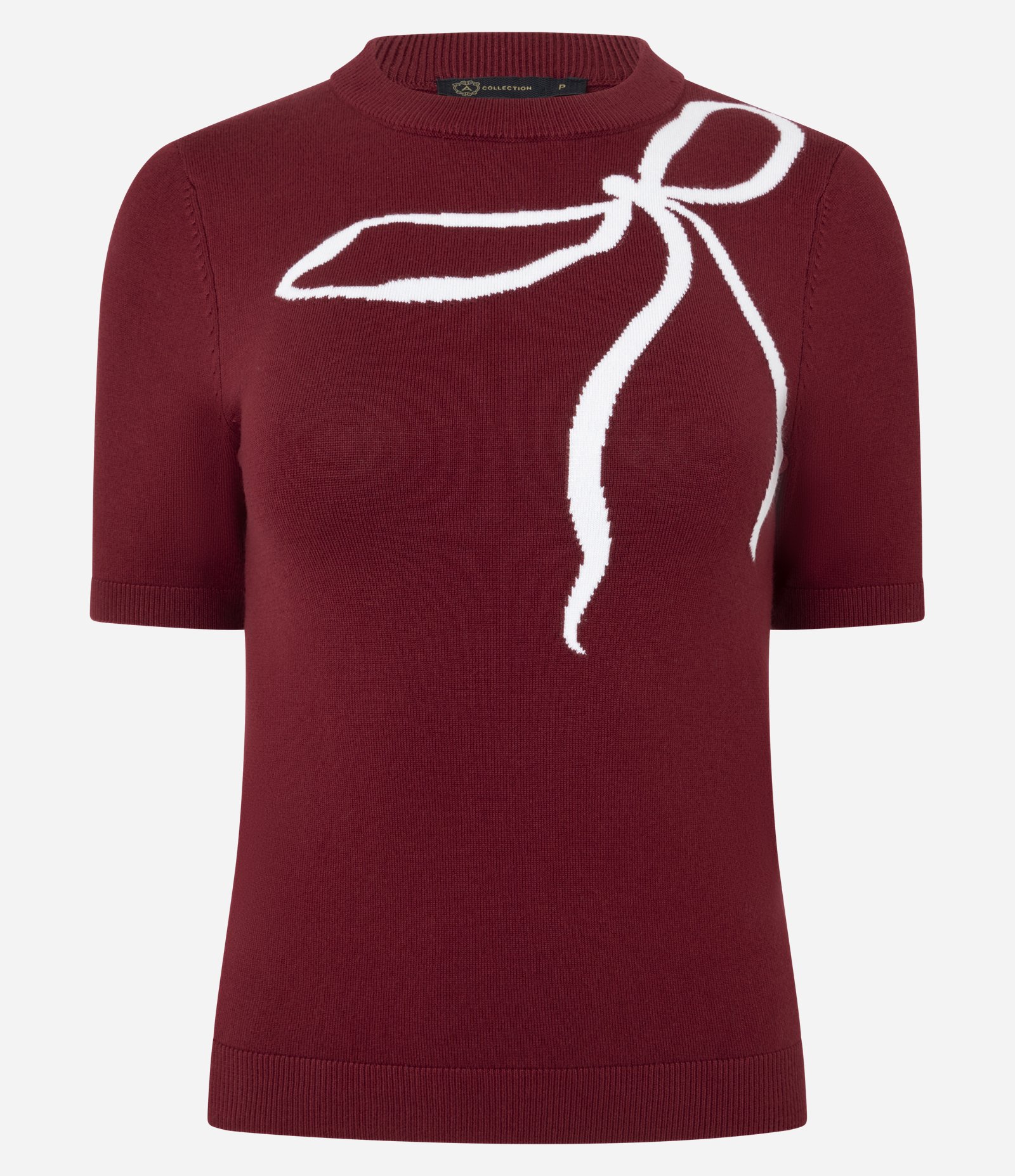 Blusa Regular em Tricô com Estampa de Laço Vermelho 1