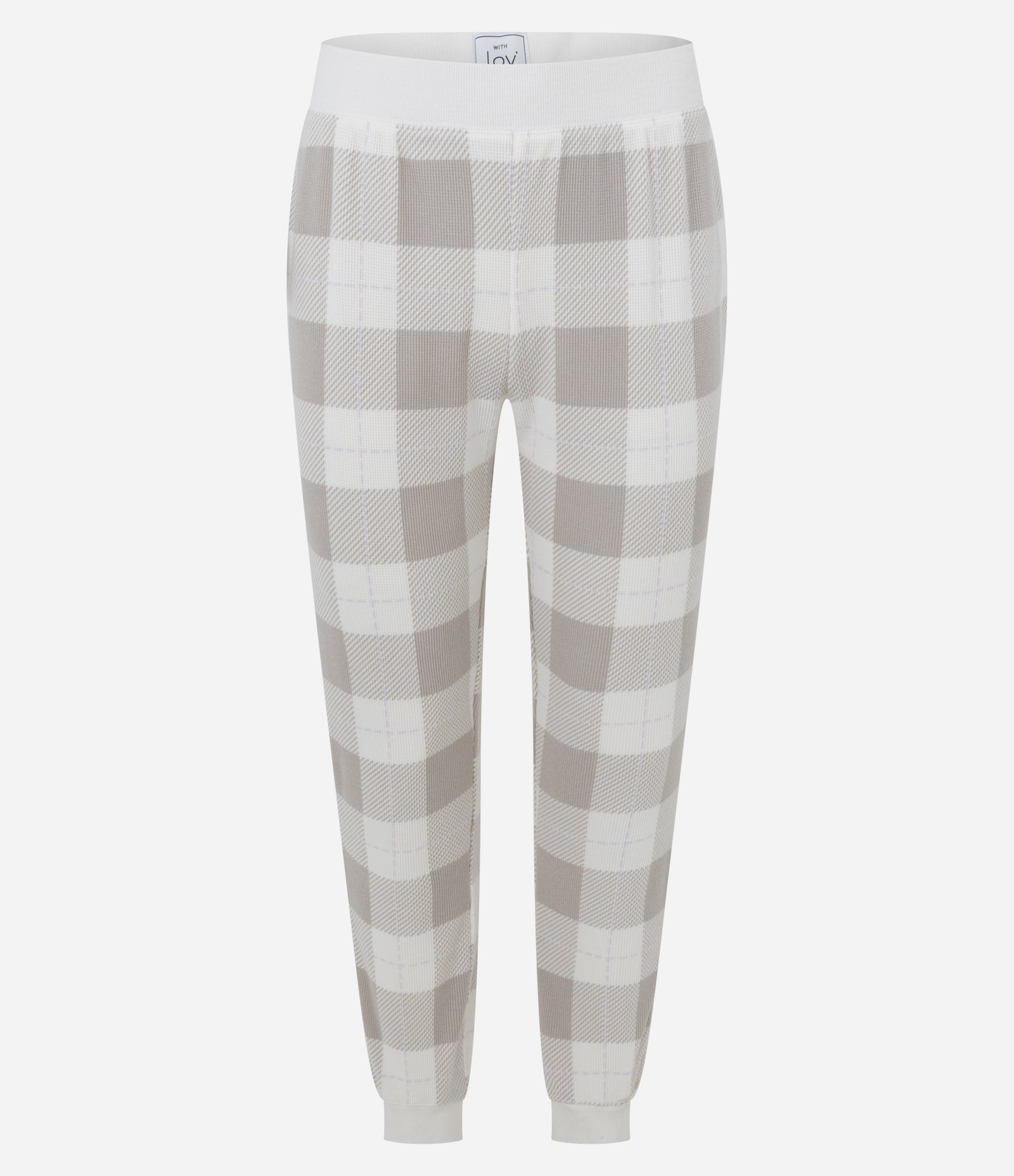 Pijama Longo Xadrez em Tricô Leve Branco 5