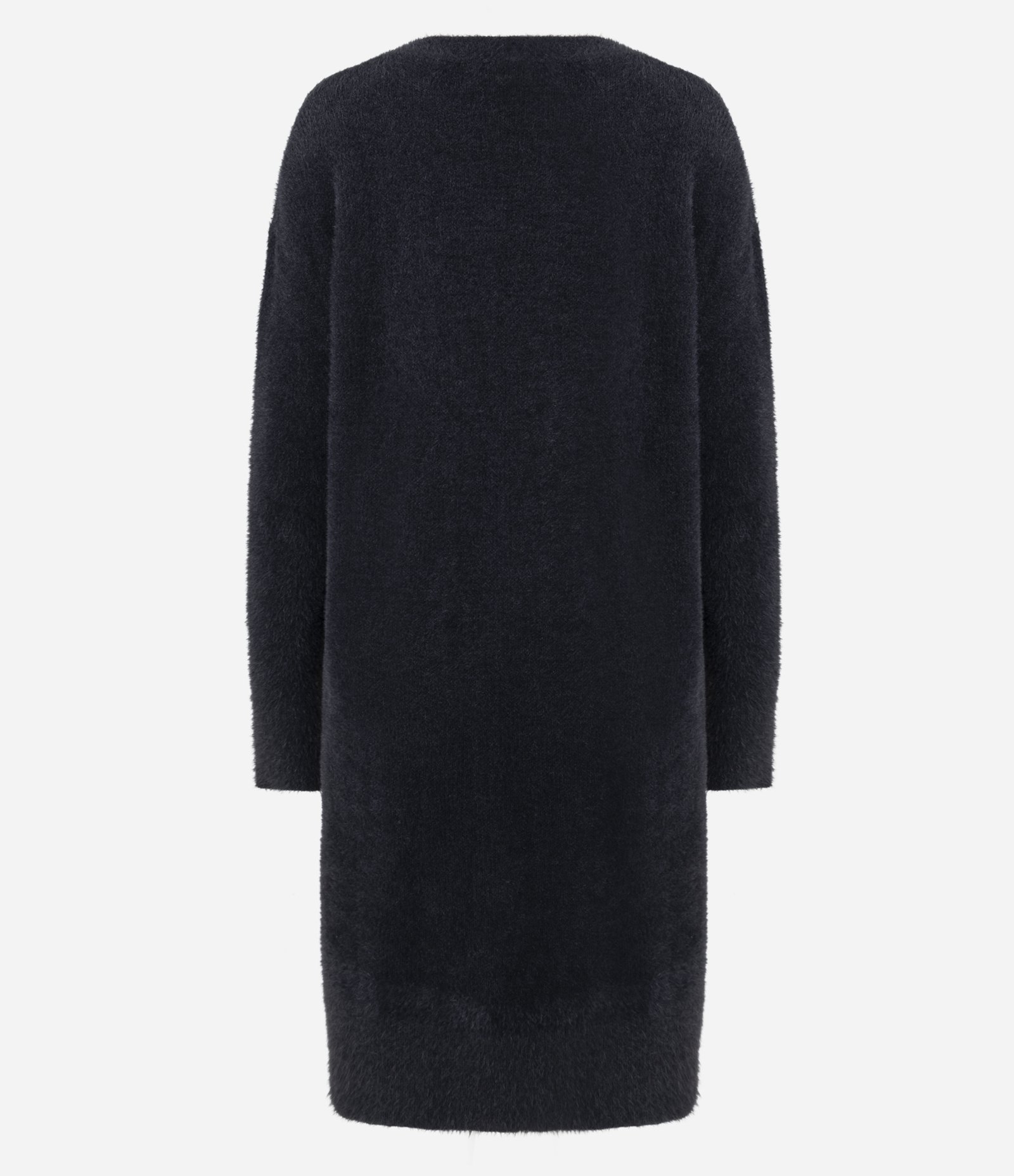 Cardigan Longo em Tricô Com Textura de Pelos Preto 7