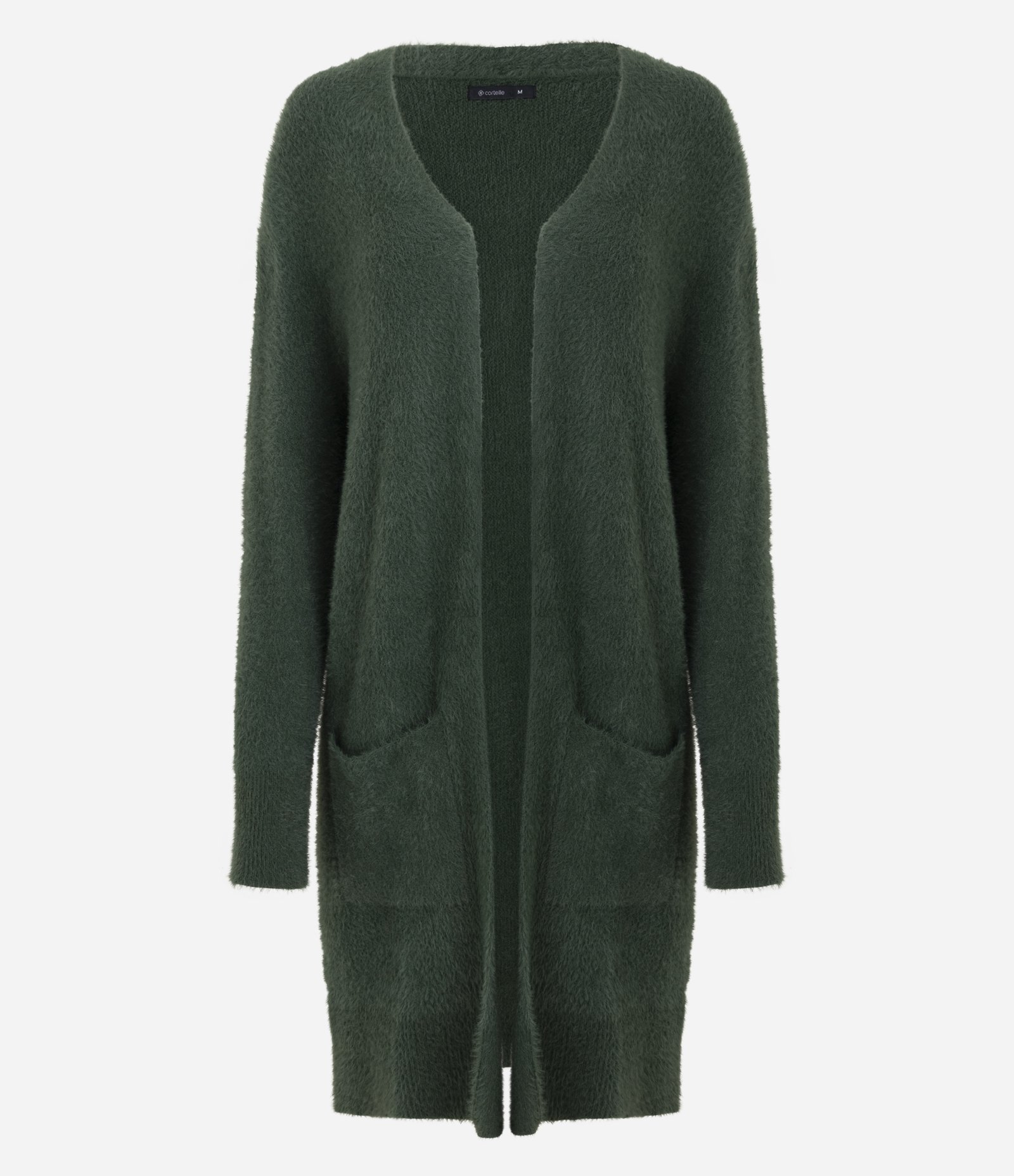 Cardigan Longo em Tricô Com Textura de Pelos Verde 5