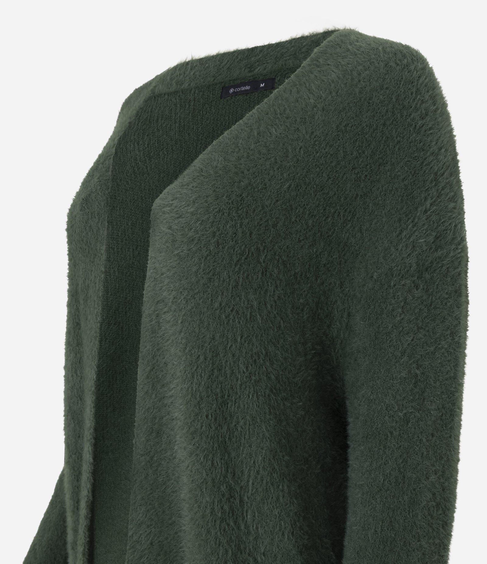 Cardigan Longo em Tricô Com Textura de Pelos Verde 6